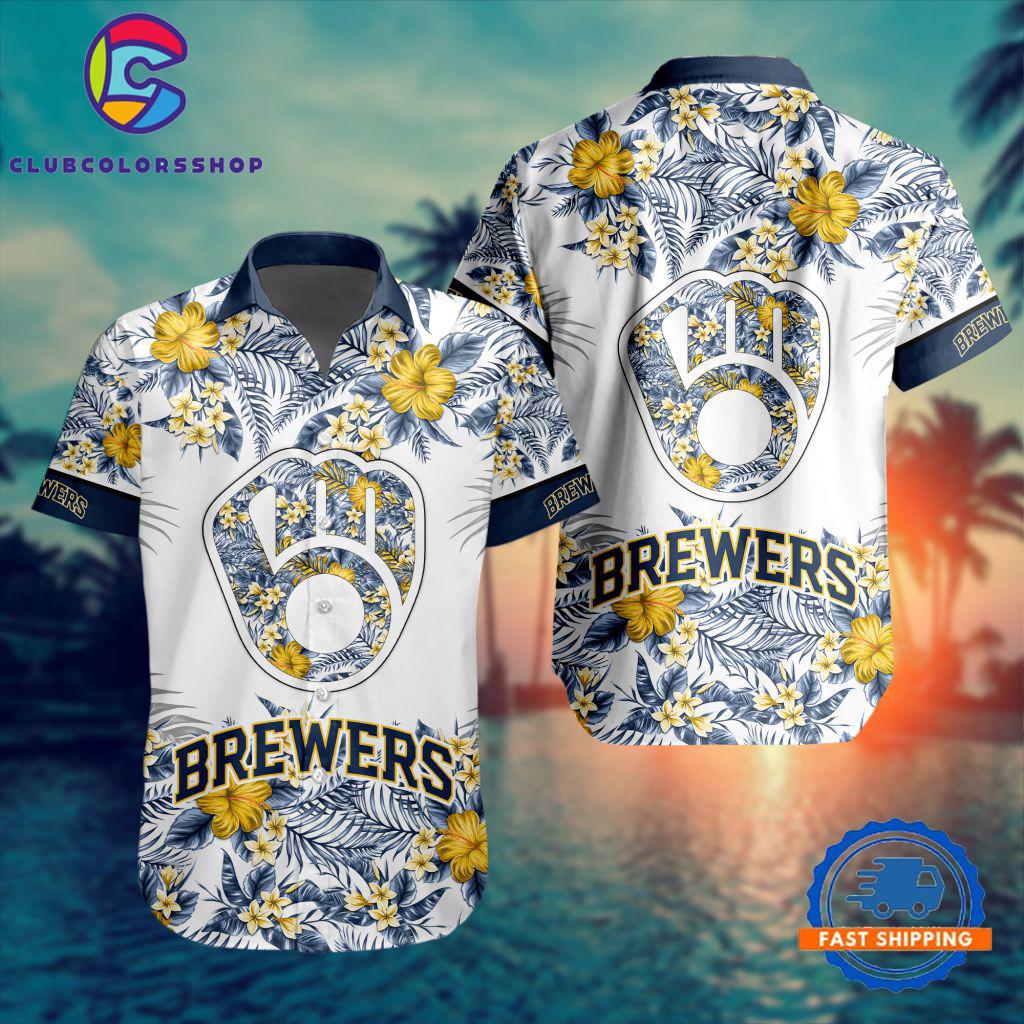 MLB Milwaukee Brewers Special Tropical Flower Hawaiian Shirt, Baseball Team Button Shirt Design