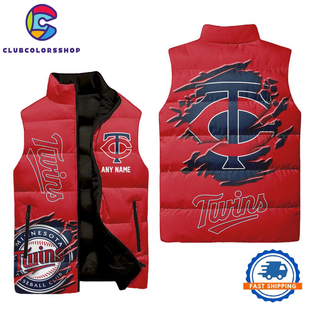 MLB Minnesota Twins Personalized Baseball Team Sleeveless Puffer Jacket