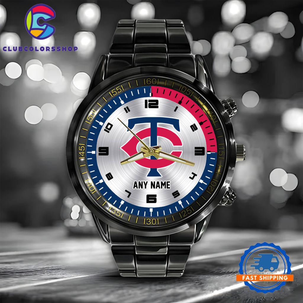 MLB Minnesota Twins Personalized Black Stainless Steel Watch