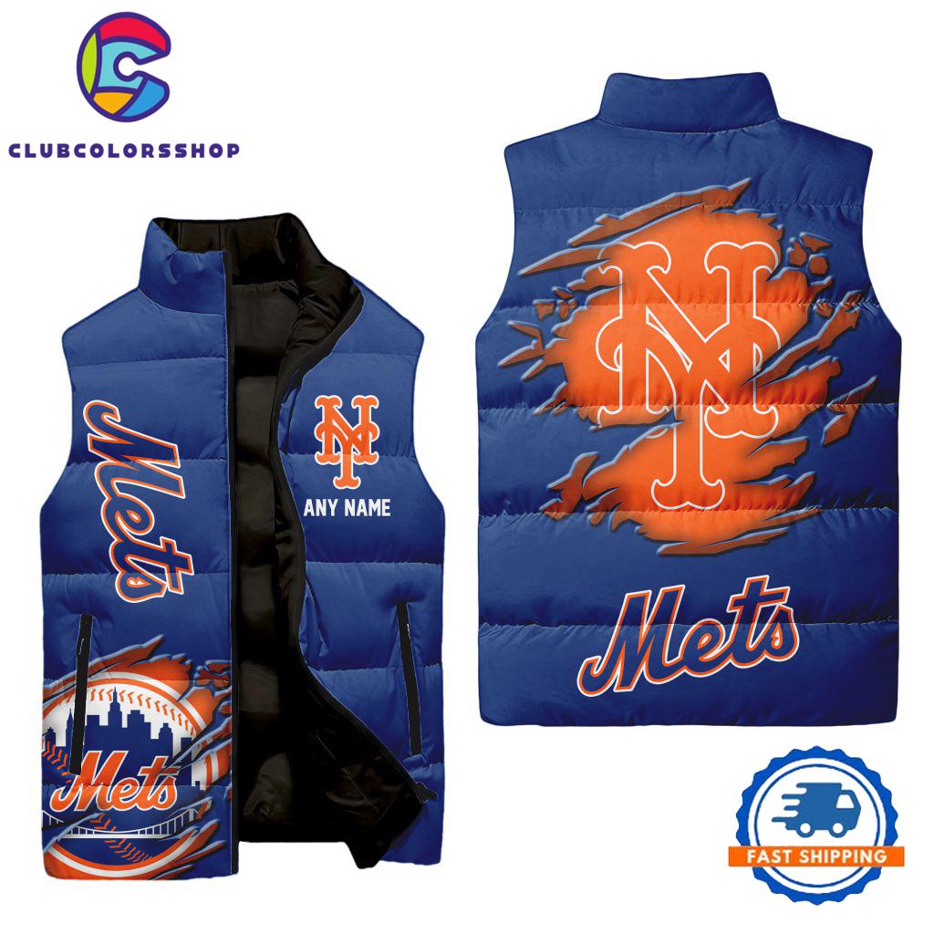 MLB New York Mets Personalized Baseball Team Sleeveless Puffer Jacket