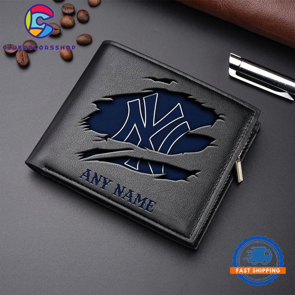 MLB New York Yankees Baseball Logo Team Personalized Men's Wallet Design MLB New York Yankees Baseball Logo Team Personalized Men's Wallet Design