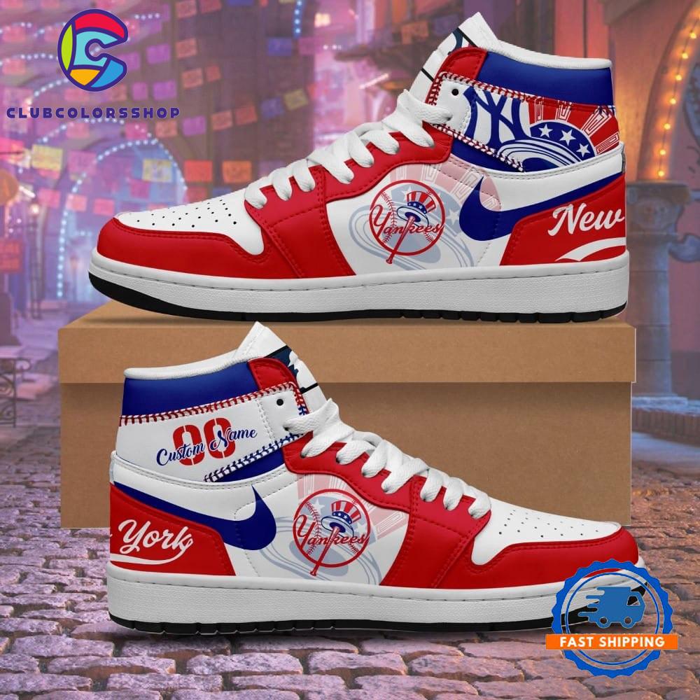 MLB New York Yankees Personalized Air Jordan 1 Hightop Shoes
