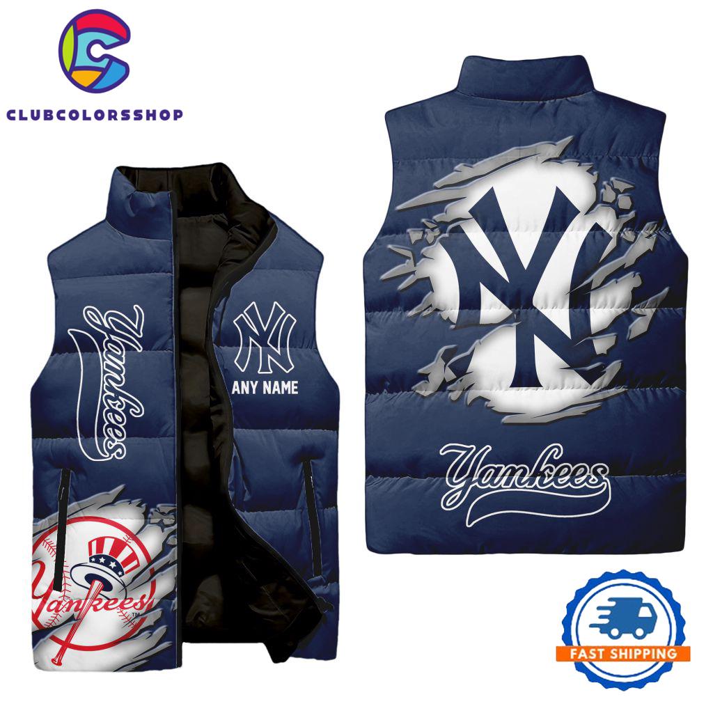 MLB New York Yankees Personalized Baseball Team Sleeveless Puffer Jacket