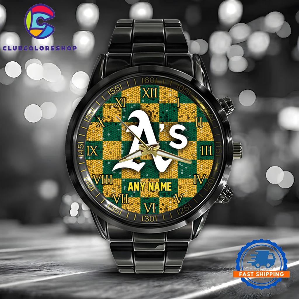 MLB Oakland Athletics Black Stainless Steel Watch Baseball Team Design