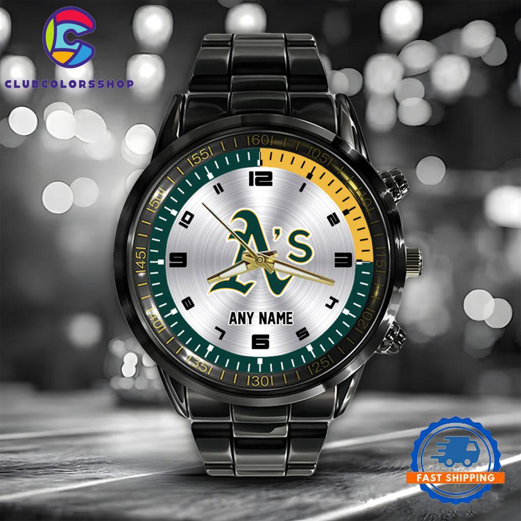 MLB Oakland Athletics Personalized Black Stainless Steel Watch