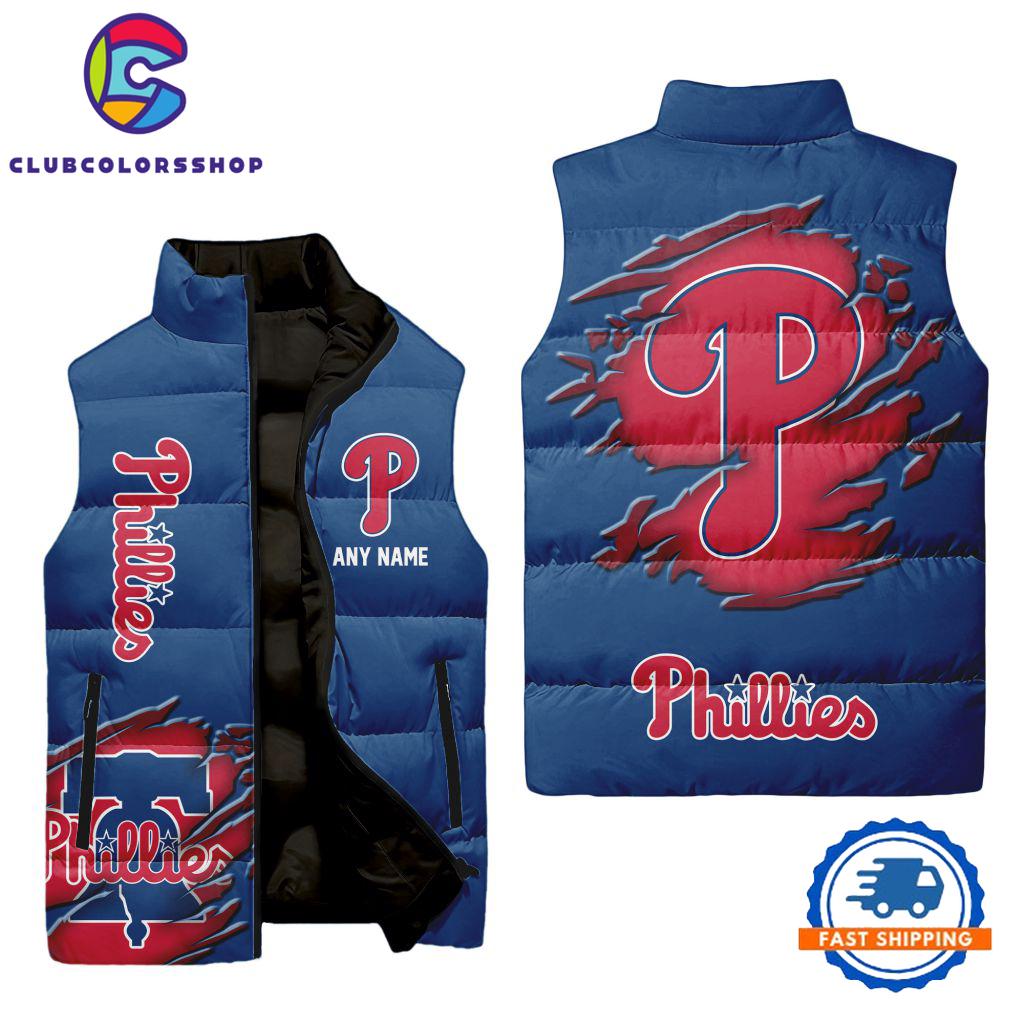 MLB Philadelphia Phillies Personalized Baseball Team Sleeveless Puffer Jacket