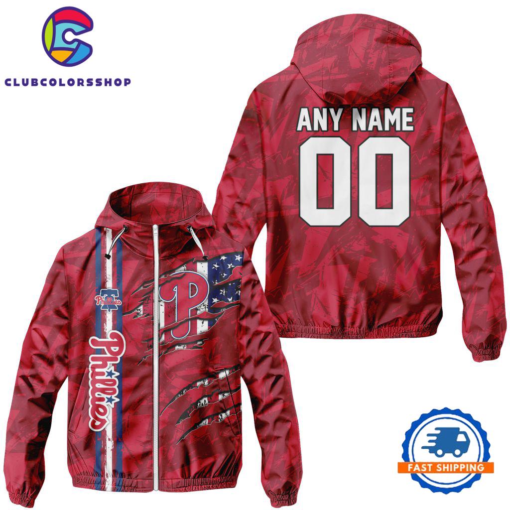 MLB Philadelphia Phillies Special Windbreaker Outdoor Jacket, Baseball Team Jacket