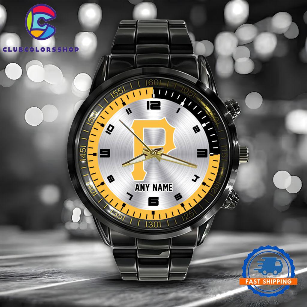 MLB Pittsburgh Pirates Personalized Black Stainless Steel Watch