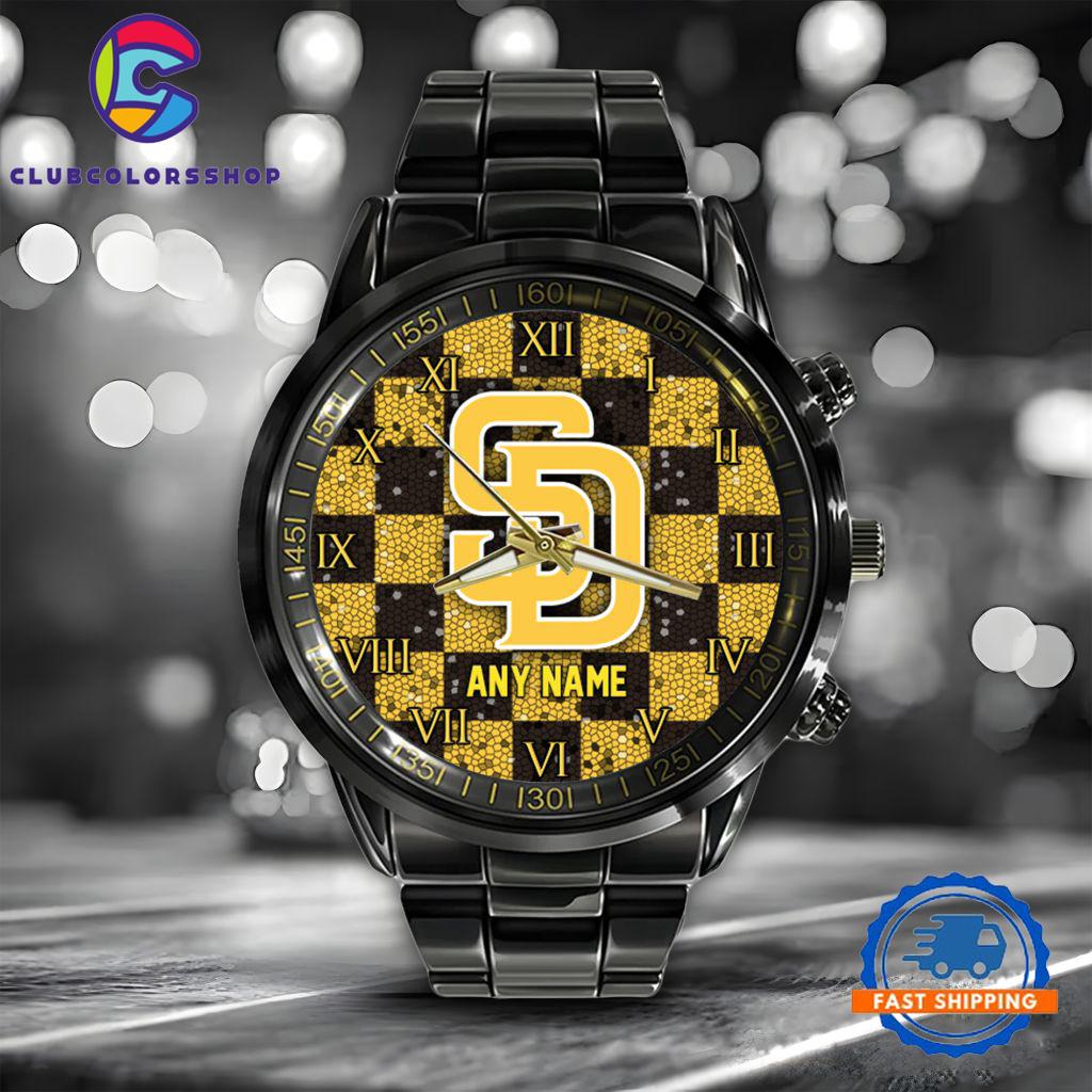 MLB San Diego Padres Black Stainless Steel Watch Baseball Team Design
