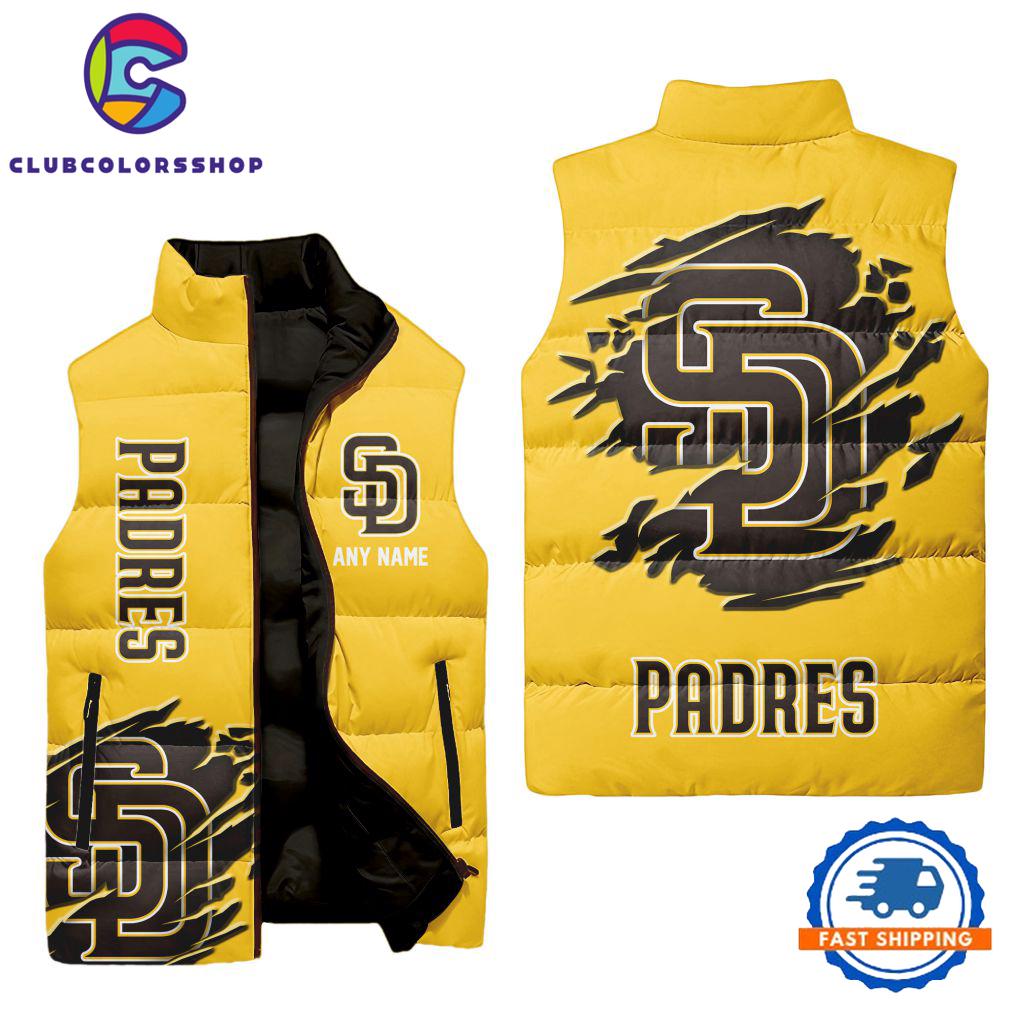 MLB San Diego Padres Personalized Baseball Team Sleeveless Puffer Jacket