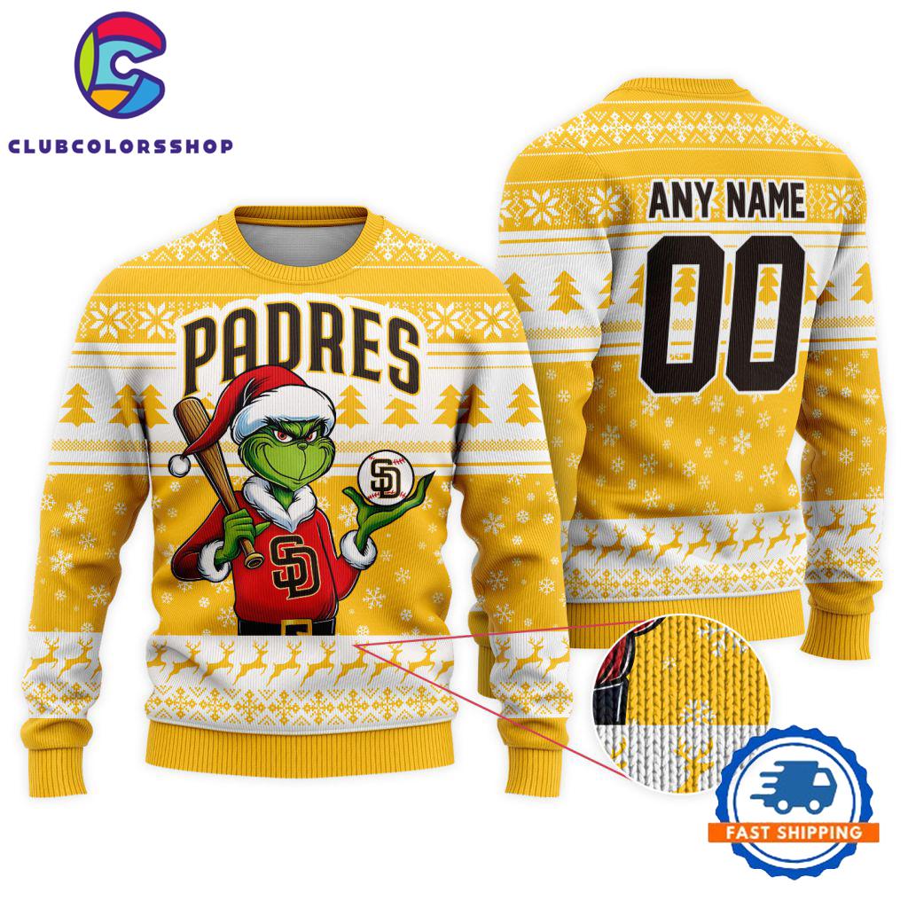MLB San Diego Padres Special Grinch Christmas Ugly Sweater Design