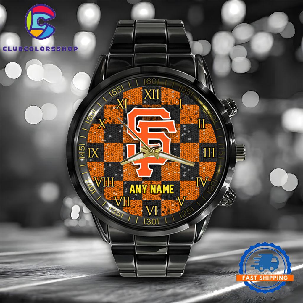 MLB San Francisco Giants Black Stainless Steel Watch Baseball Team Design