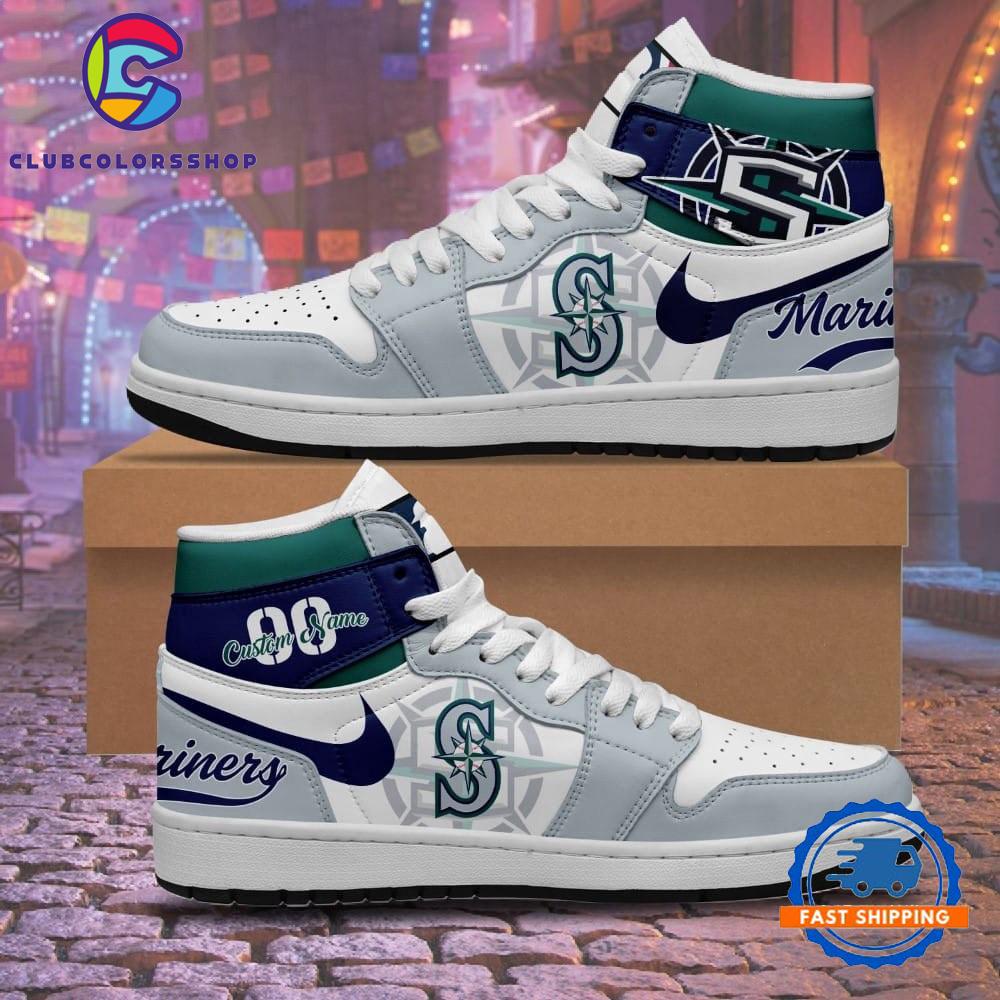 MLB Seattle Mariners Personalized Air Jordan 1 Hightop Shoes