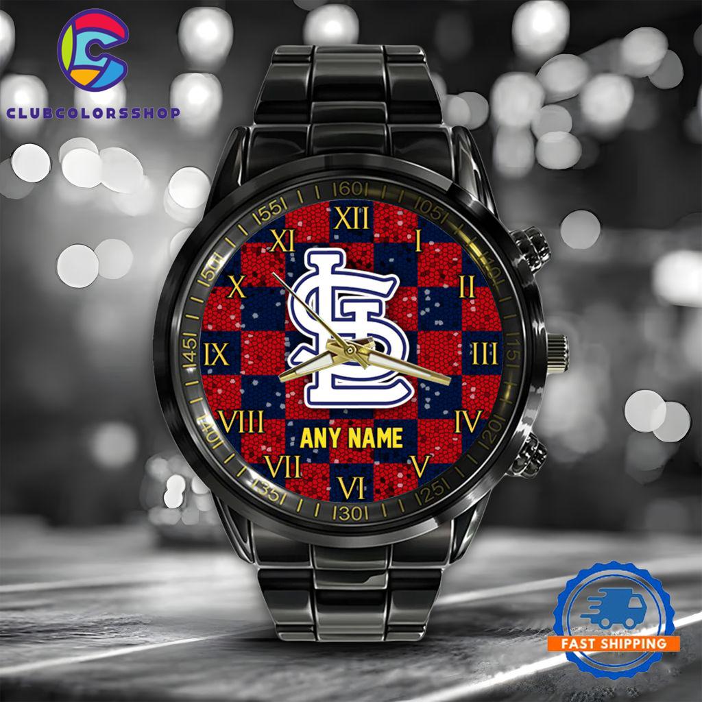 MLB St. Louis Cardinals Black Stainless Steel Watch Baseball Team Design