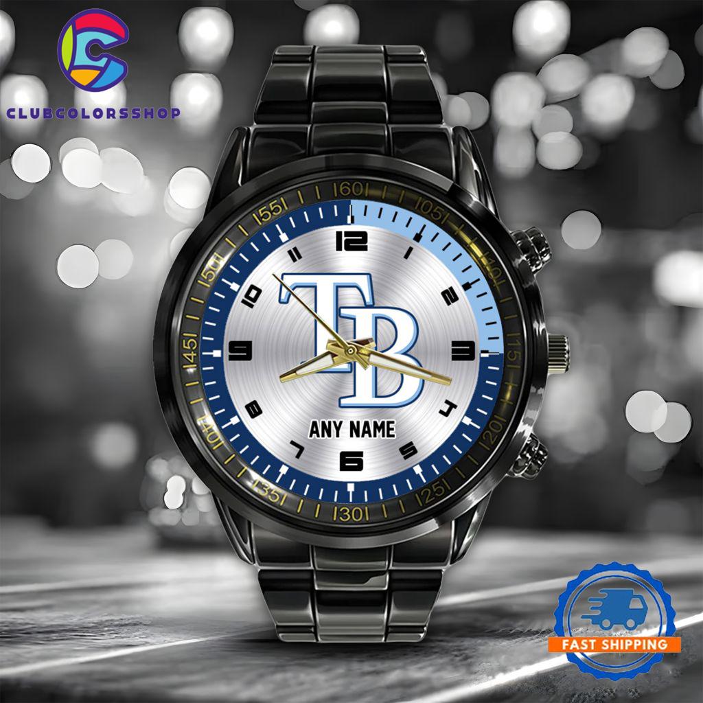 MLB Tampa Bay Rays Personalized Black Stainless Steel Watch