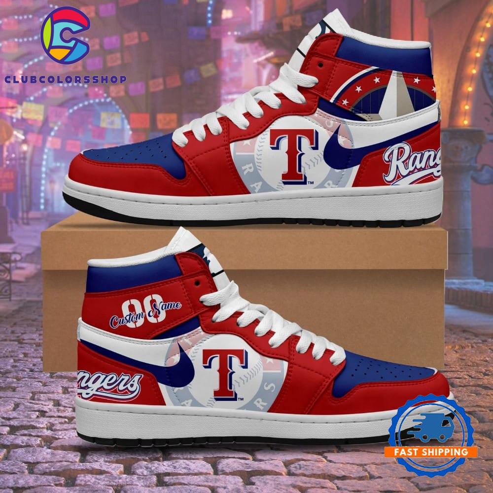 MLB Texas Rangers Personalized Air Jordan 1 Hightop Shoes