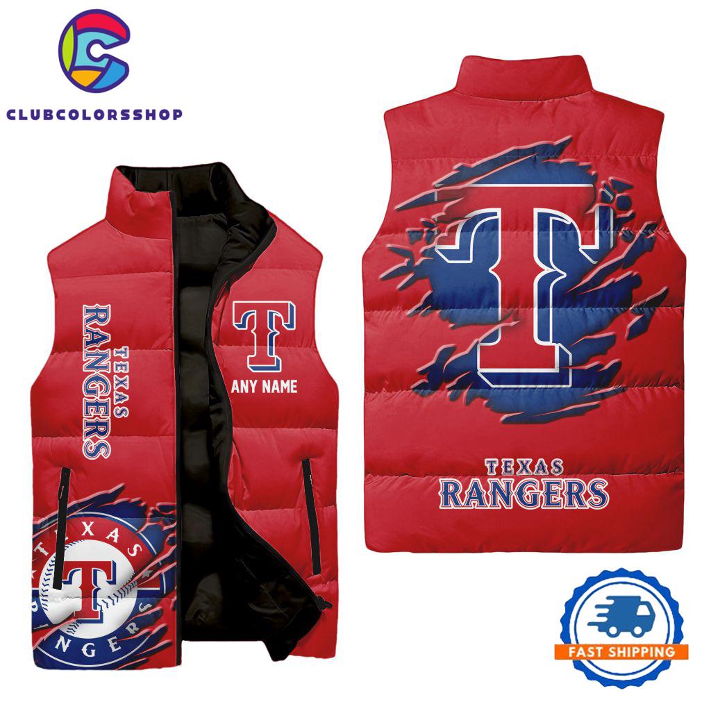 MLB Texas Rangers Personalized Baseball Team Sleeveless Puffer Jacket