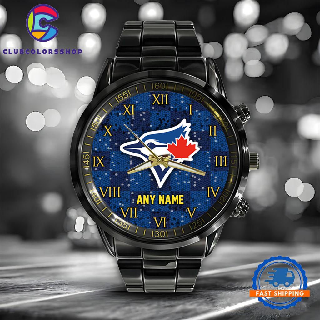 MLB Toronto Blue Jays Black Stainless Steel Watch Baseball Team Design