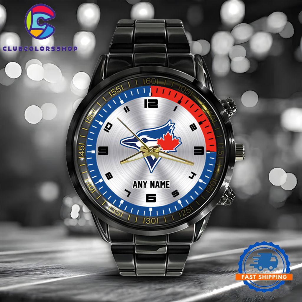 MLB Toronto Blue Jays Personalized Black Stainless Steel Watch