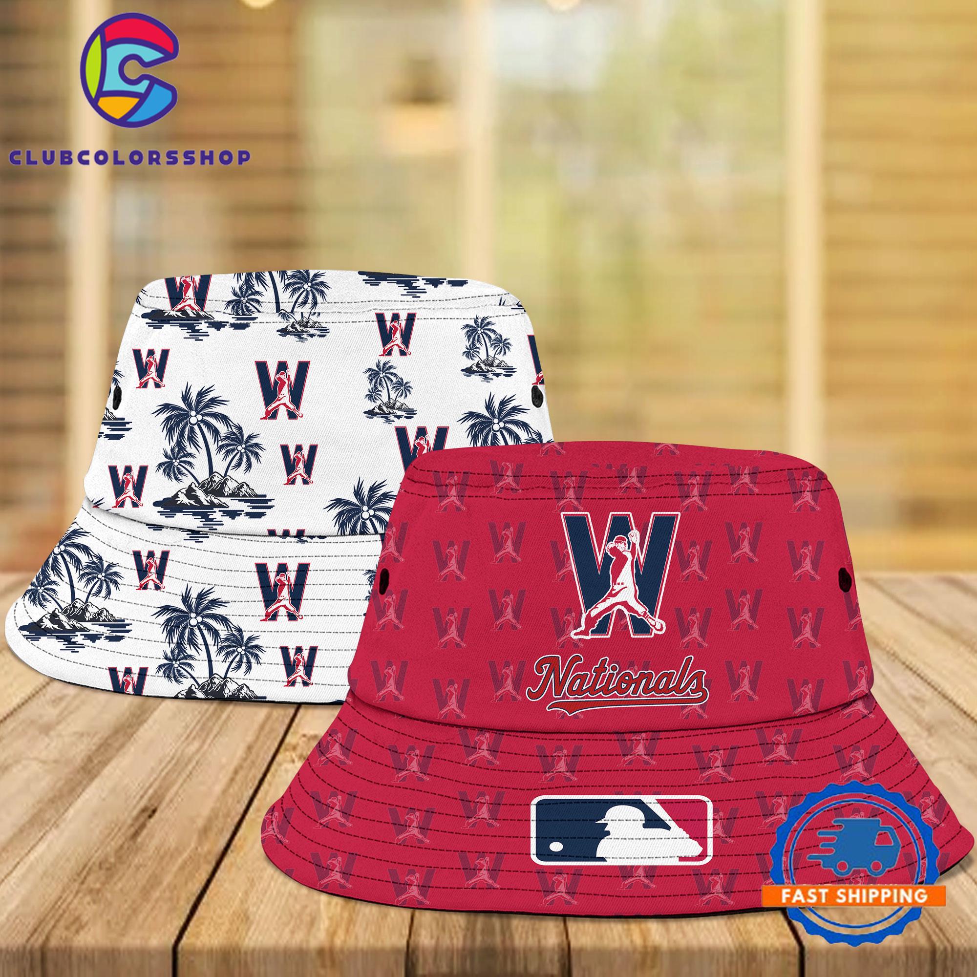 MLB Washington Nationals Bucket Hats, Baseball Two Sided Design Fisherman’s Hat