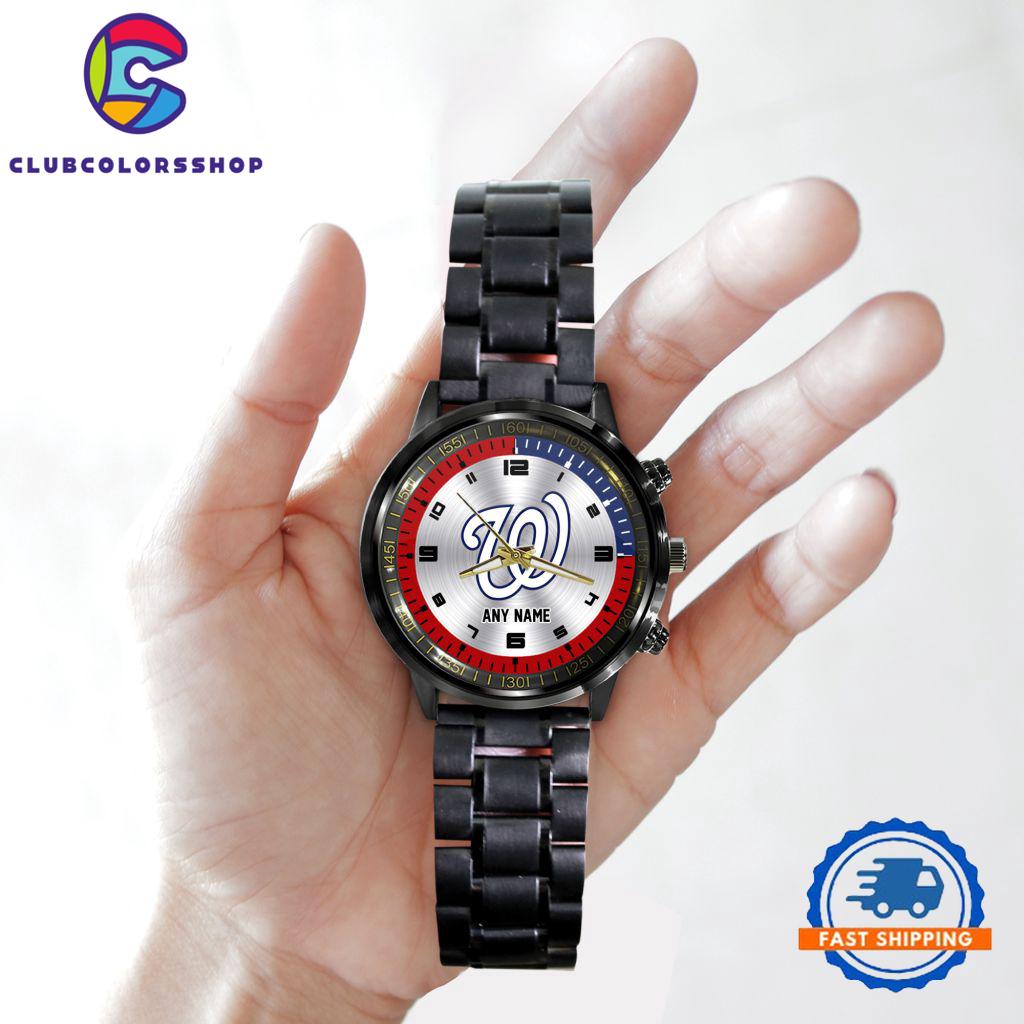 MLB Washington Nationals Personalized Black Stainless Steel Watch MLB Washington Nationals Personalized Black Stainless Steel Watch