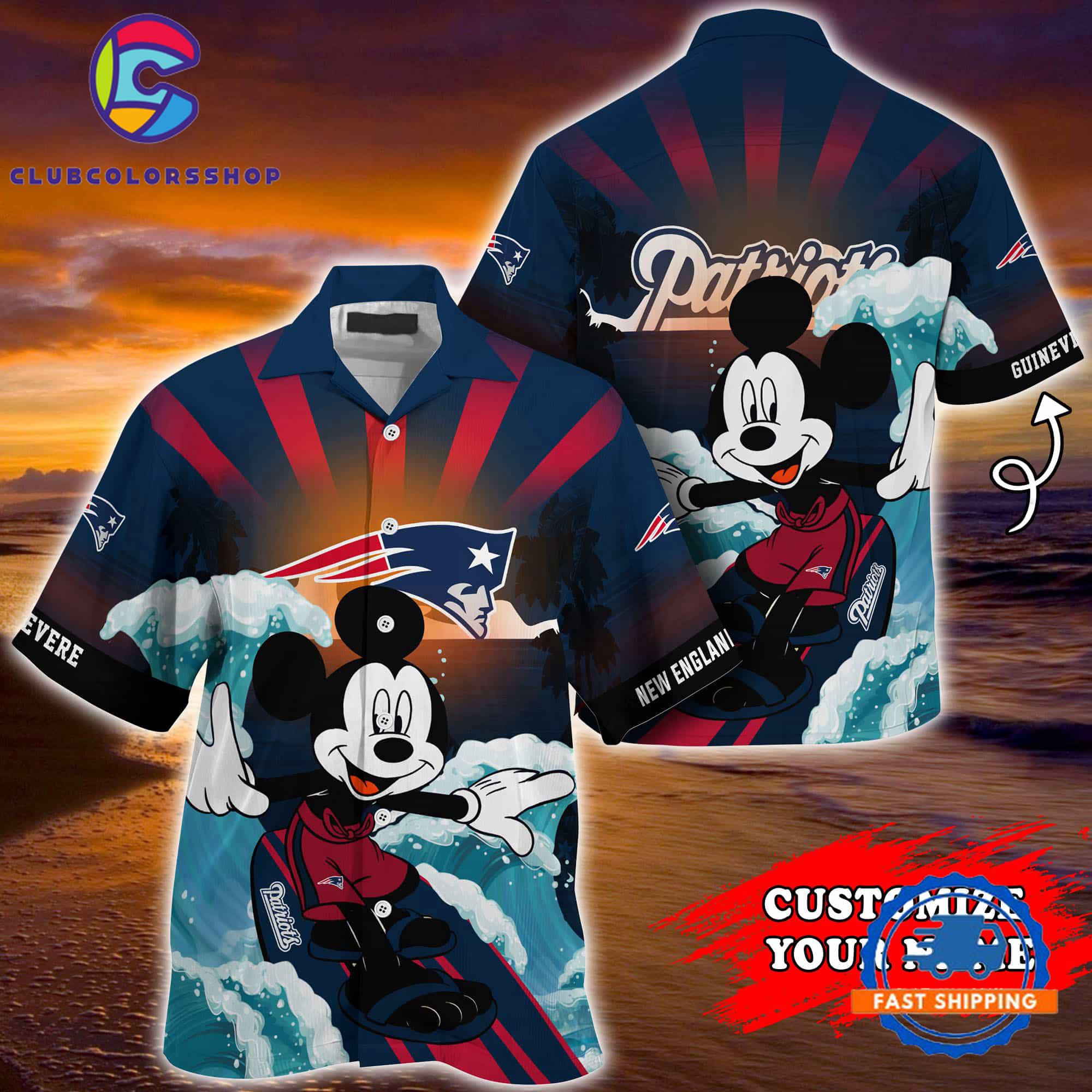 New England Patriots Special Mickey Mouse Movies Design Summer Hawaiian Shirt, NFL Aloha Shirt