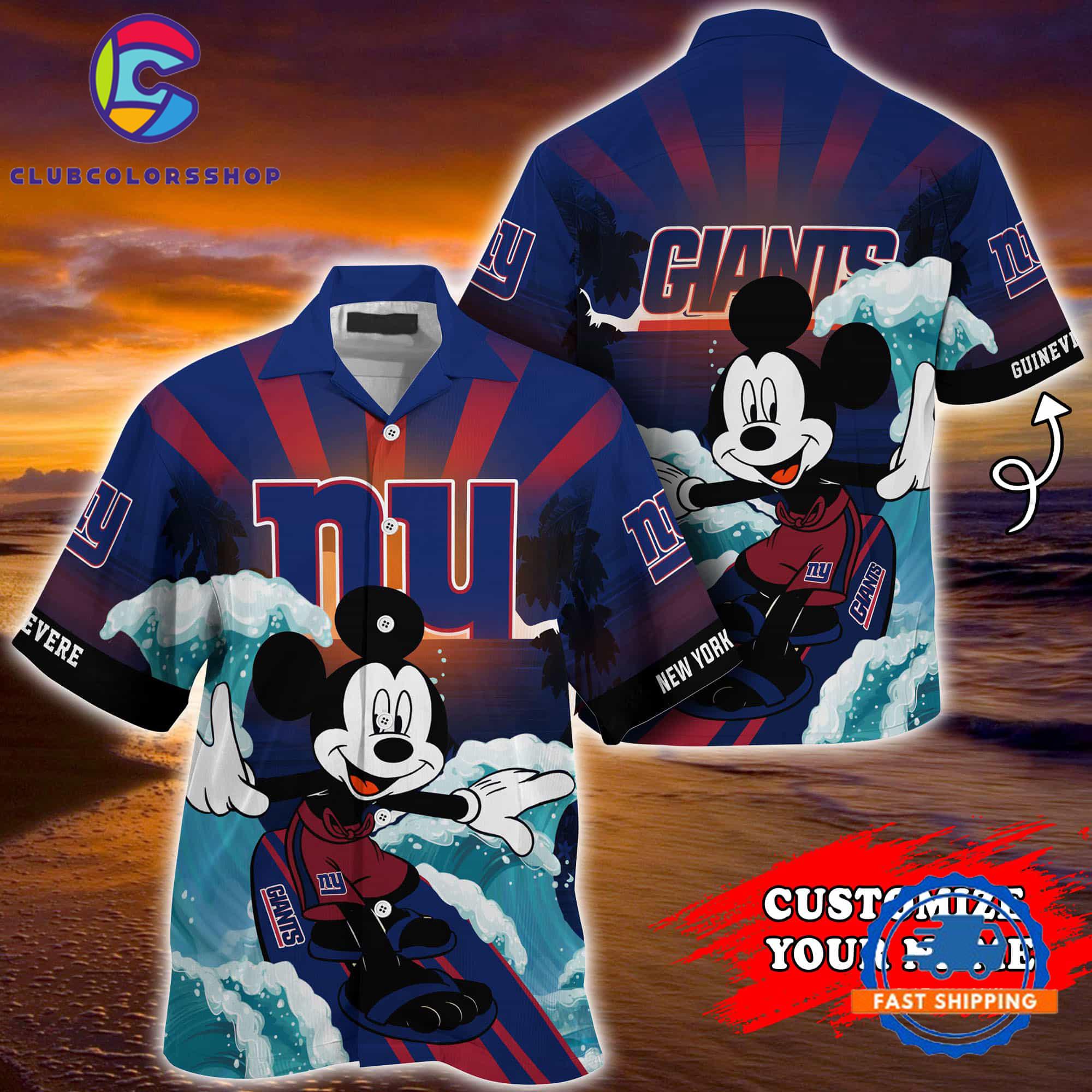 New York Giants Special Mickey Mouse Movies Design Summer Hawaiian Shirt, NFL Aloha Shirt