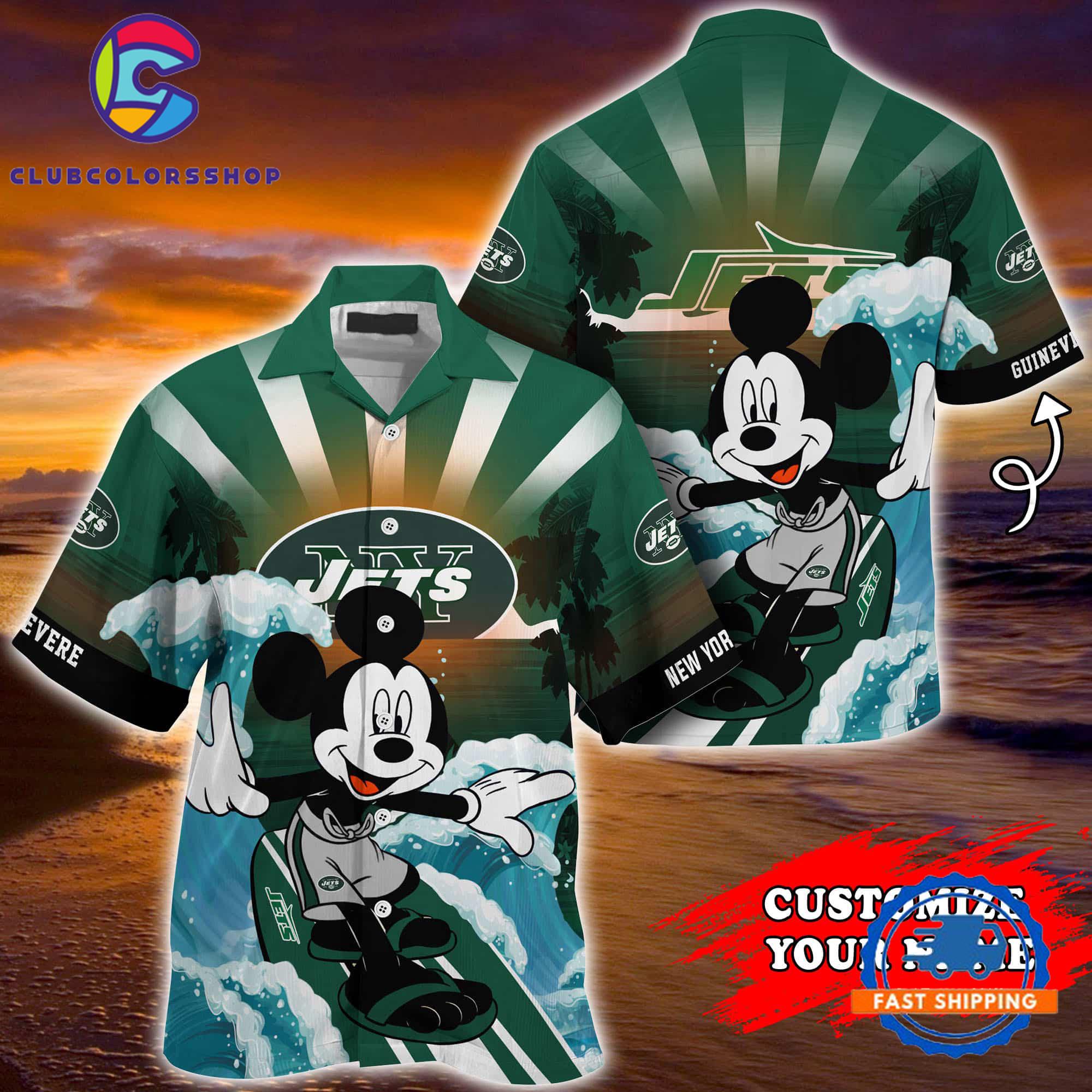New York Jets Special Mickey Mouse Movies Design Summer Hawaiian Shirt, NFL Aloha Shirt