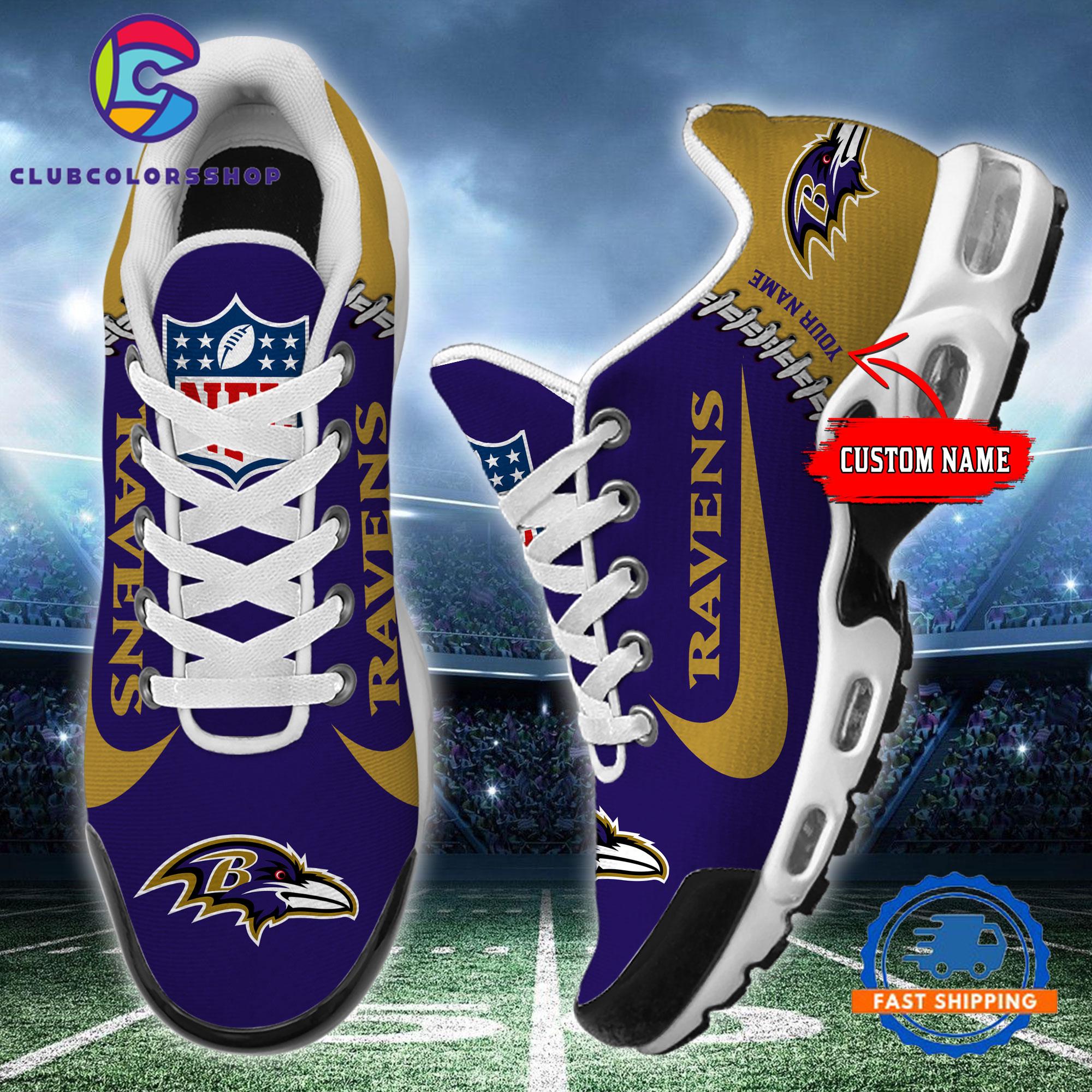 NFL Baltimore Ravens Custom Name Air Max Plus Shoes, Football Team TN Shoes Design