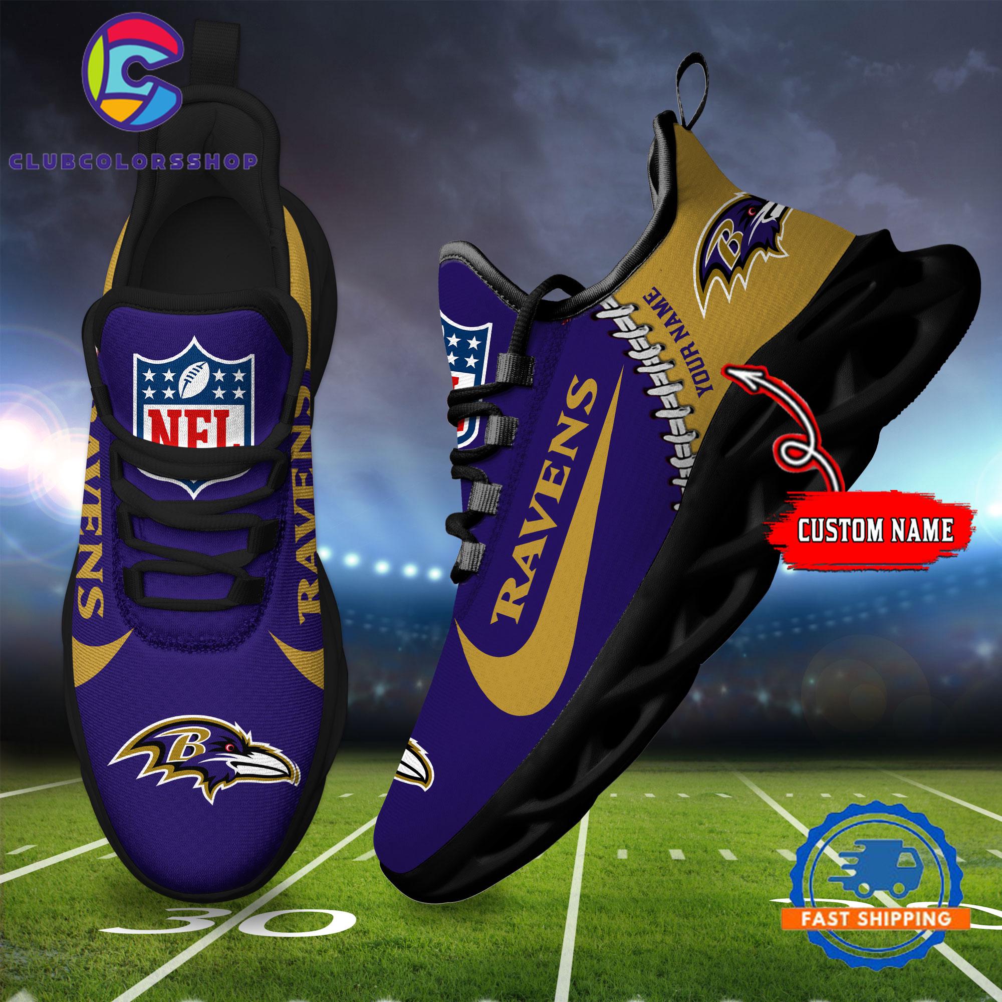 NFL Baltimore Ravens Football Team Custom Name Max Soul Shoes
