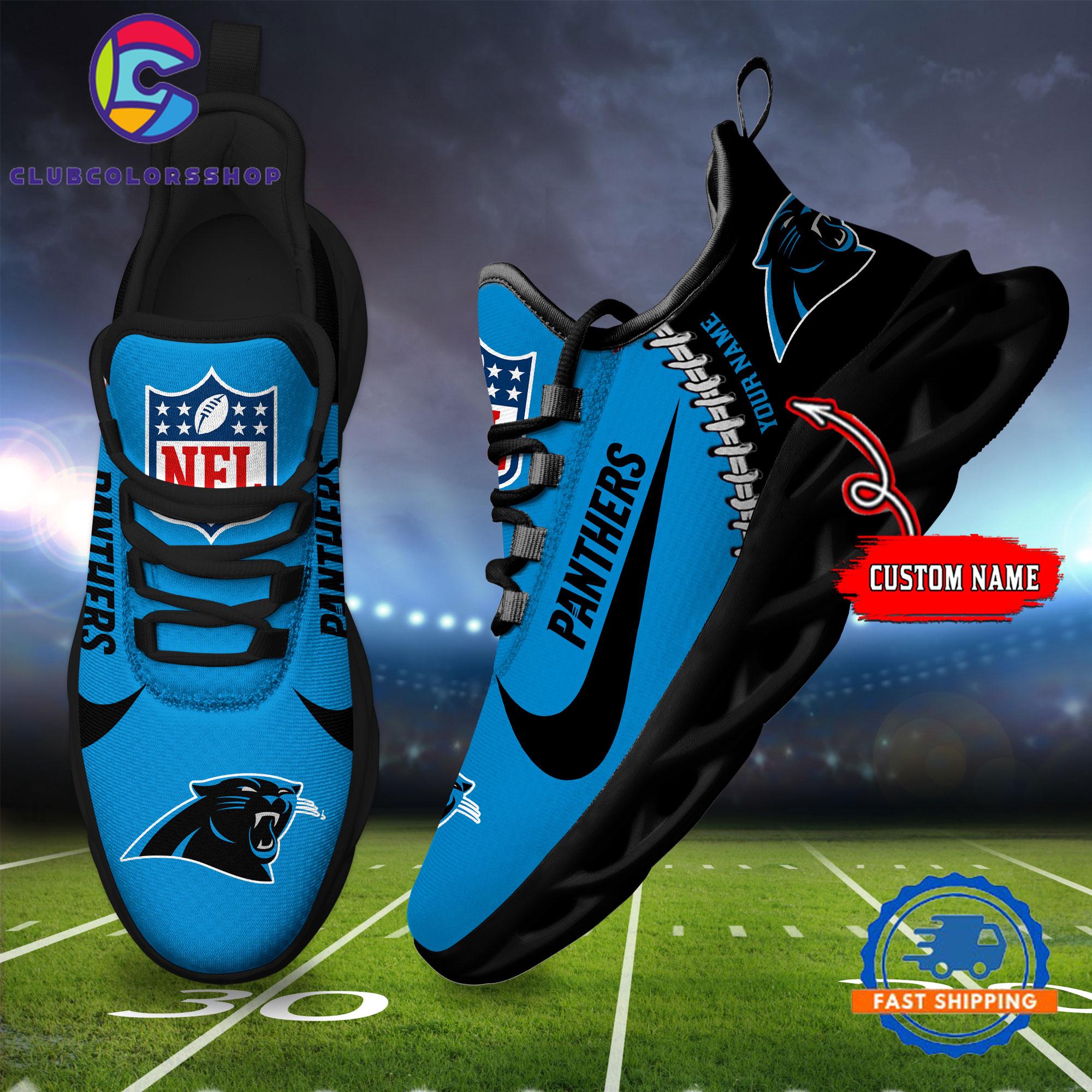NFL Carolina Panthers Football Team Custom Name Max Soul Shoes