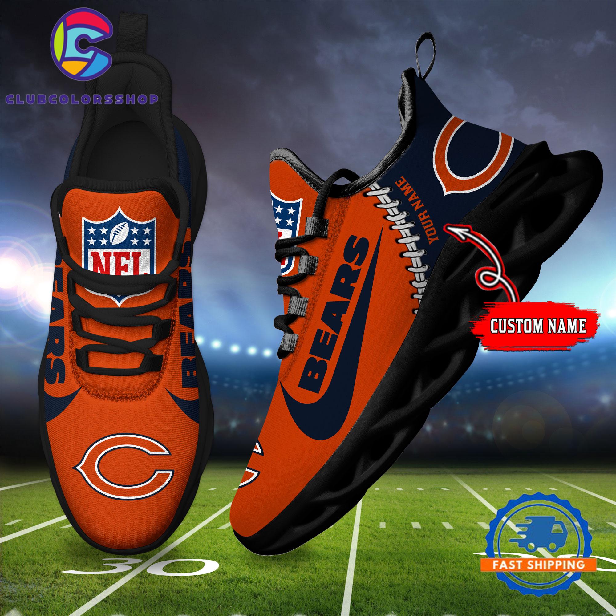 NFL Chicago Bear Football Team Custom Name Max Soul Shoes