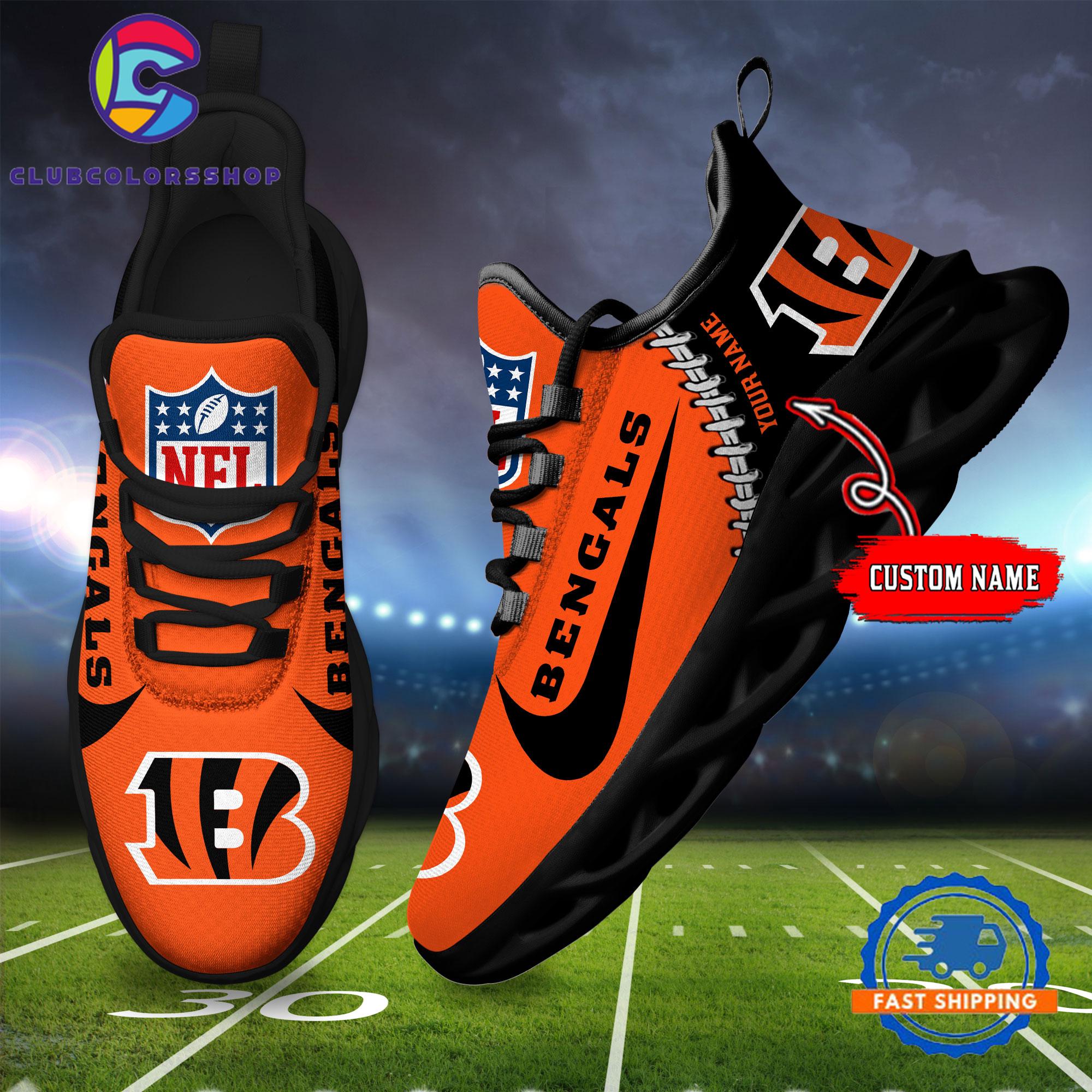 NFL Cincinnati Bengals Football Team Custom Name Max Soul Shoes