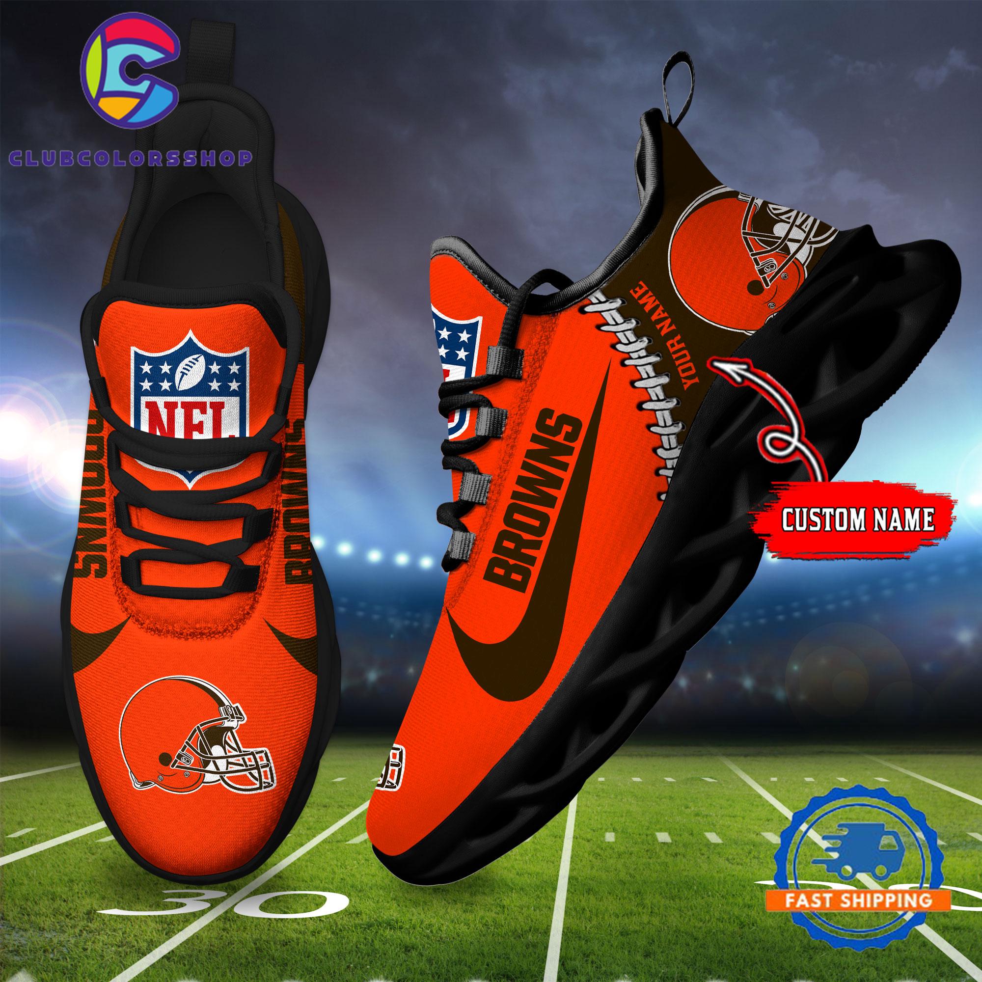 NFL Cleveland Browns Football Team Custom Name Max Soul Shoes