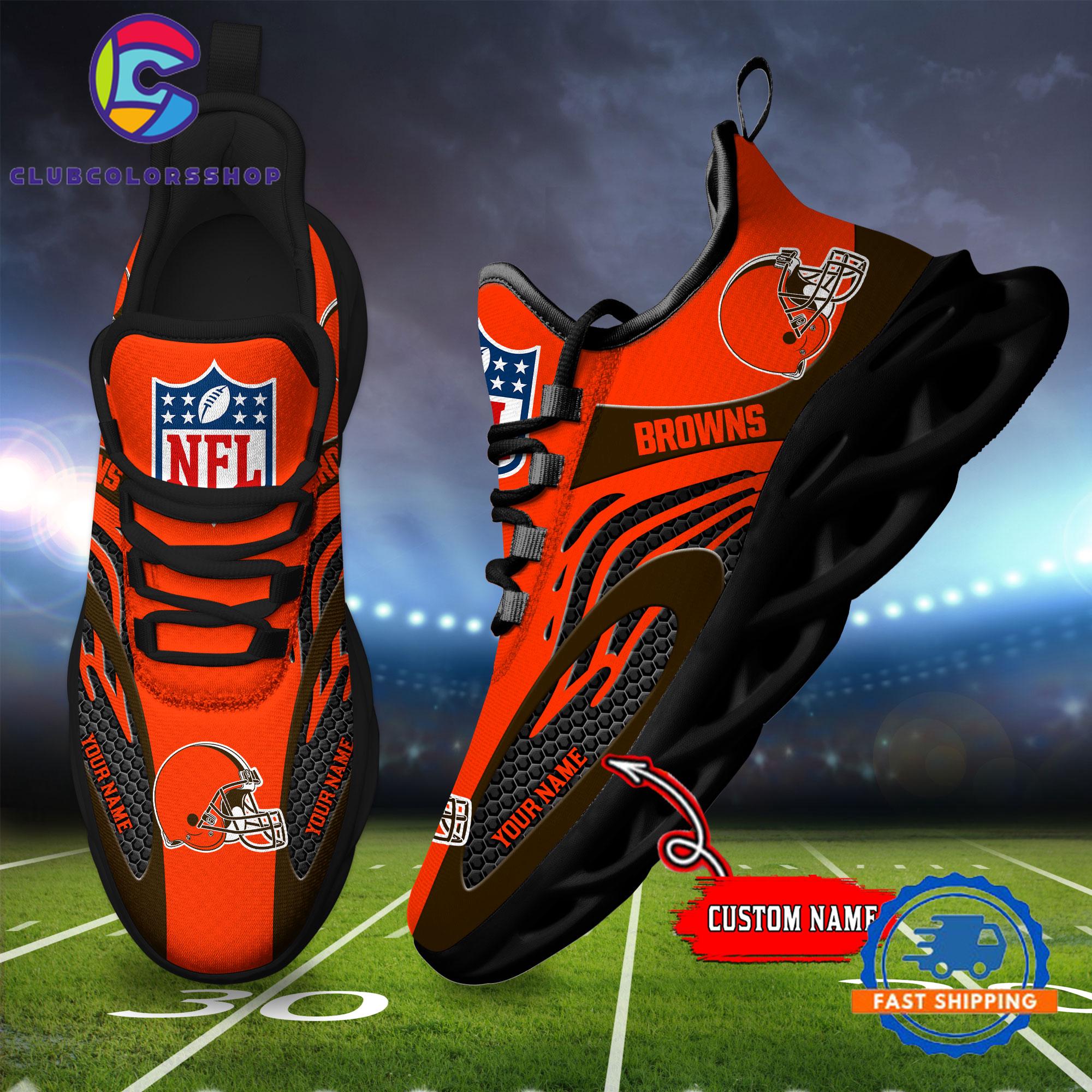 NFL Cleveland Browns Max Soul Shoes, Football Team Design Sneaker
