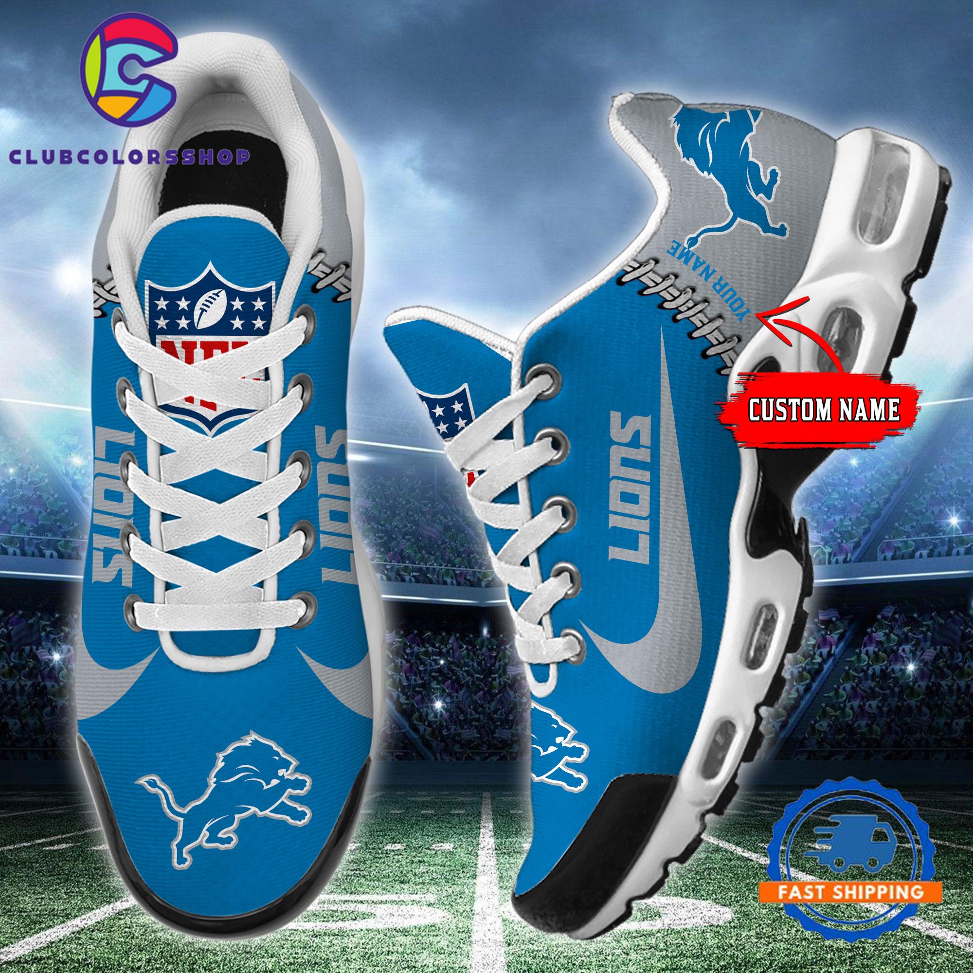 NFL Detroit Lions Custom Name Air Max Plus Shoes, Football Team TN Shoes Design