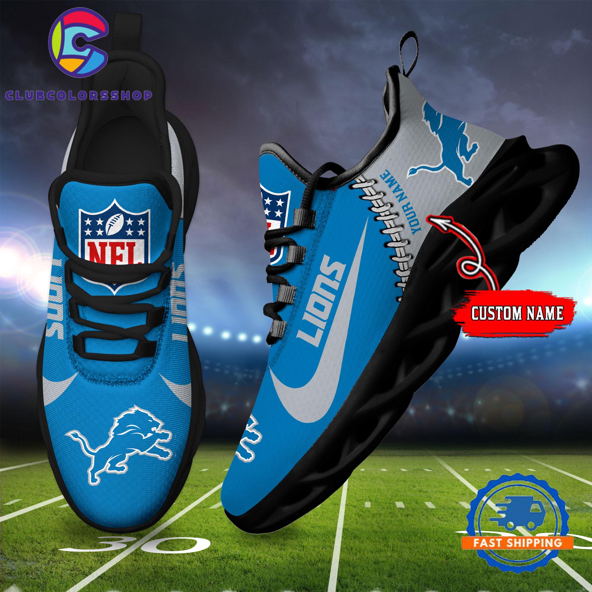 NFL Detroit Lions Football Team Custom Name Max Soul Shoes