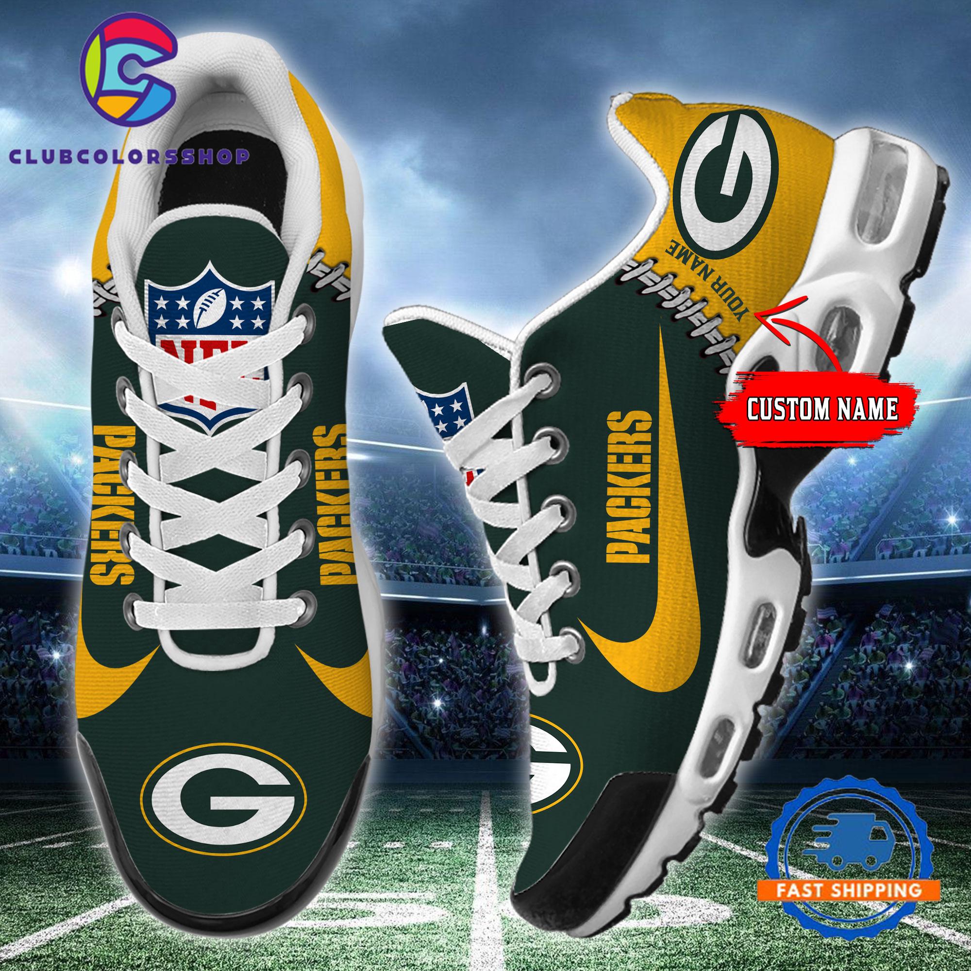 NFL Green Bay Packers Custom Name Air Max Plus Shoes, Football Team TN Shoes Design