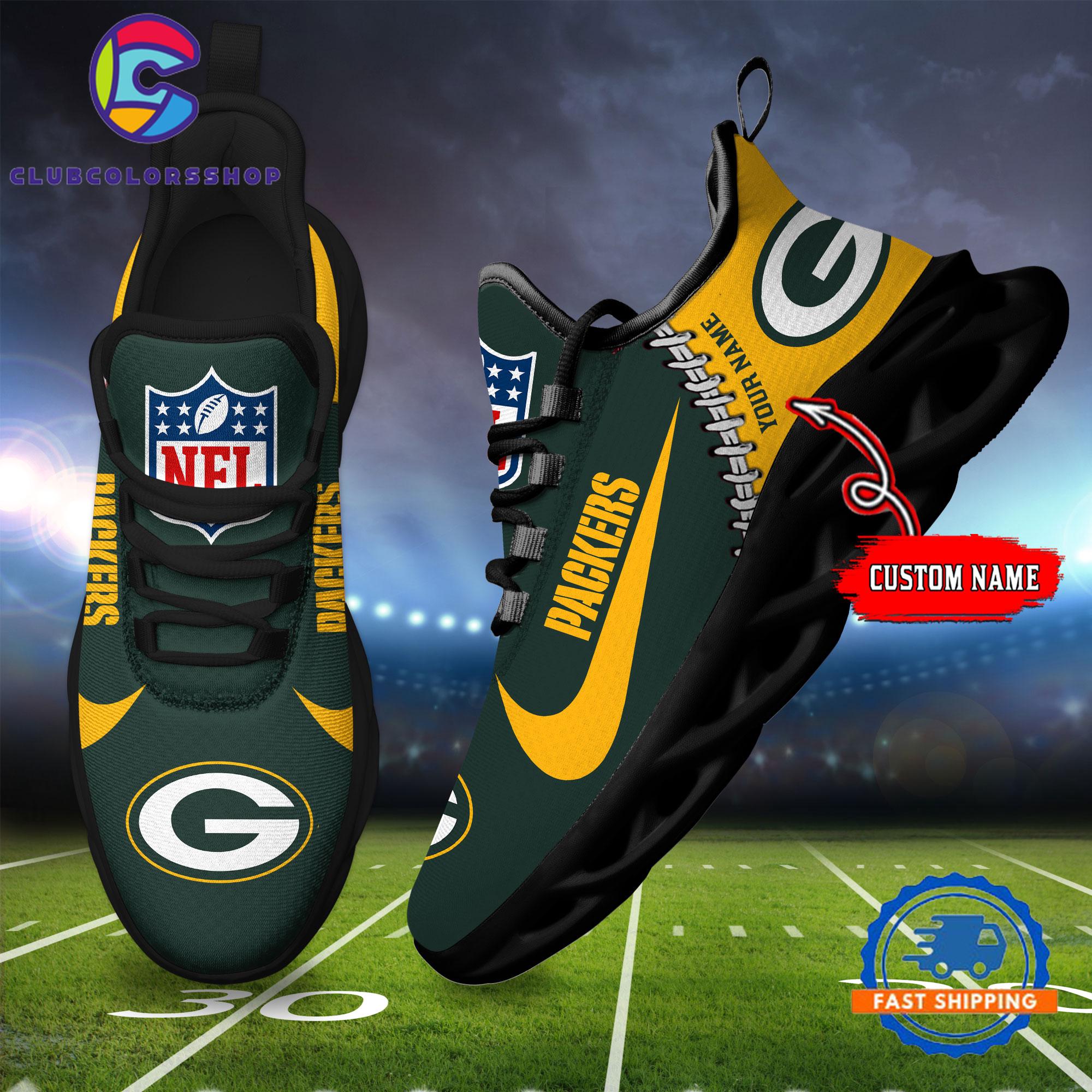 NFL Green Bay Packers Football Team Custom Name Max Soul Shoes