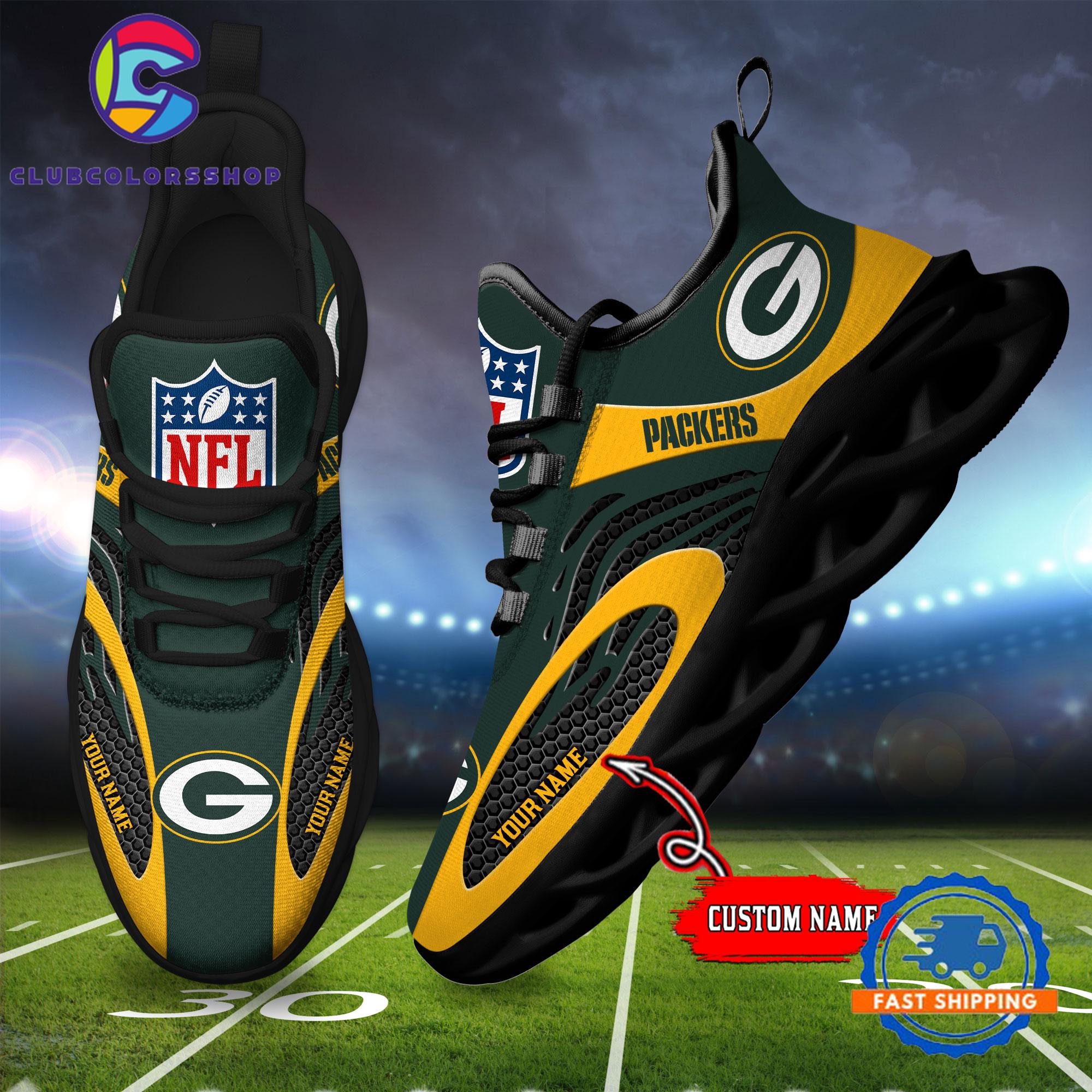 NFL Green Bay Packers Max Soul Shoes, Football Team Design Sneaker