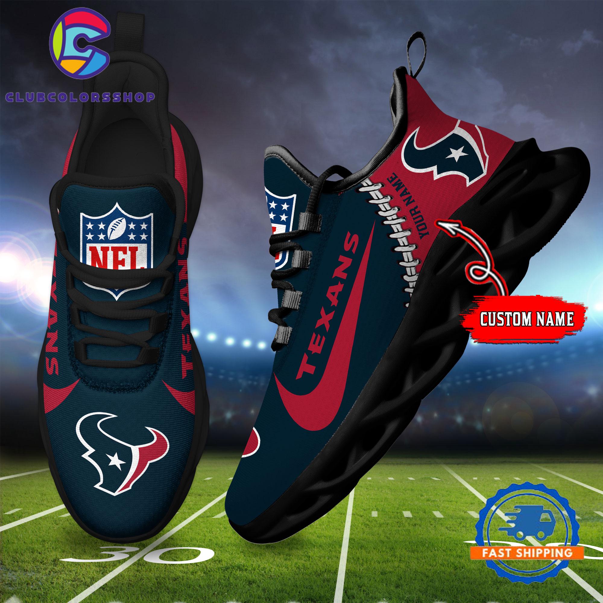 NFL Houston Texans Football Team Custom Name Max Soul Shoes