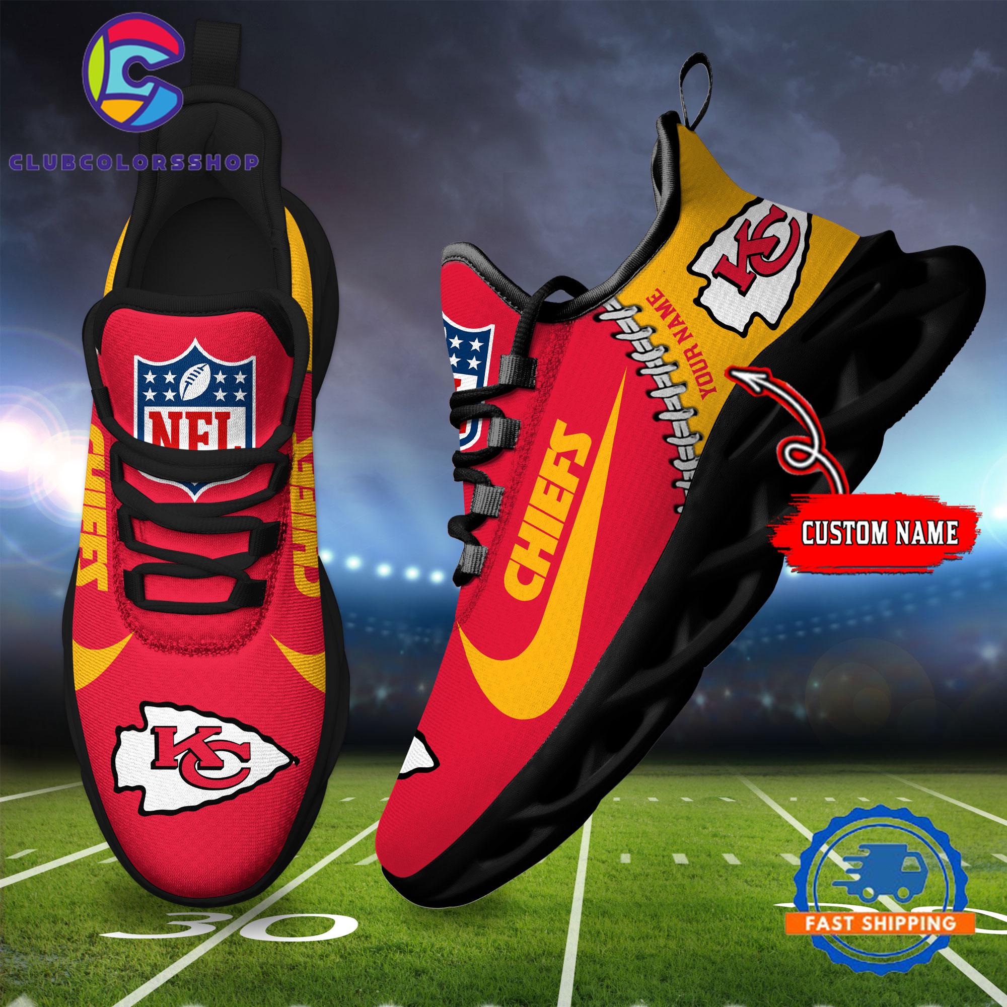 NFL Kansas City Chiefs Football Team Custom Name Max Soul Shoes