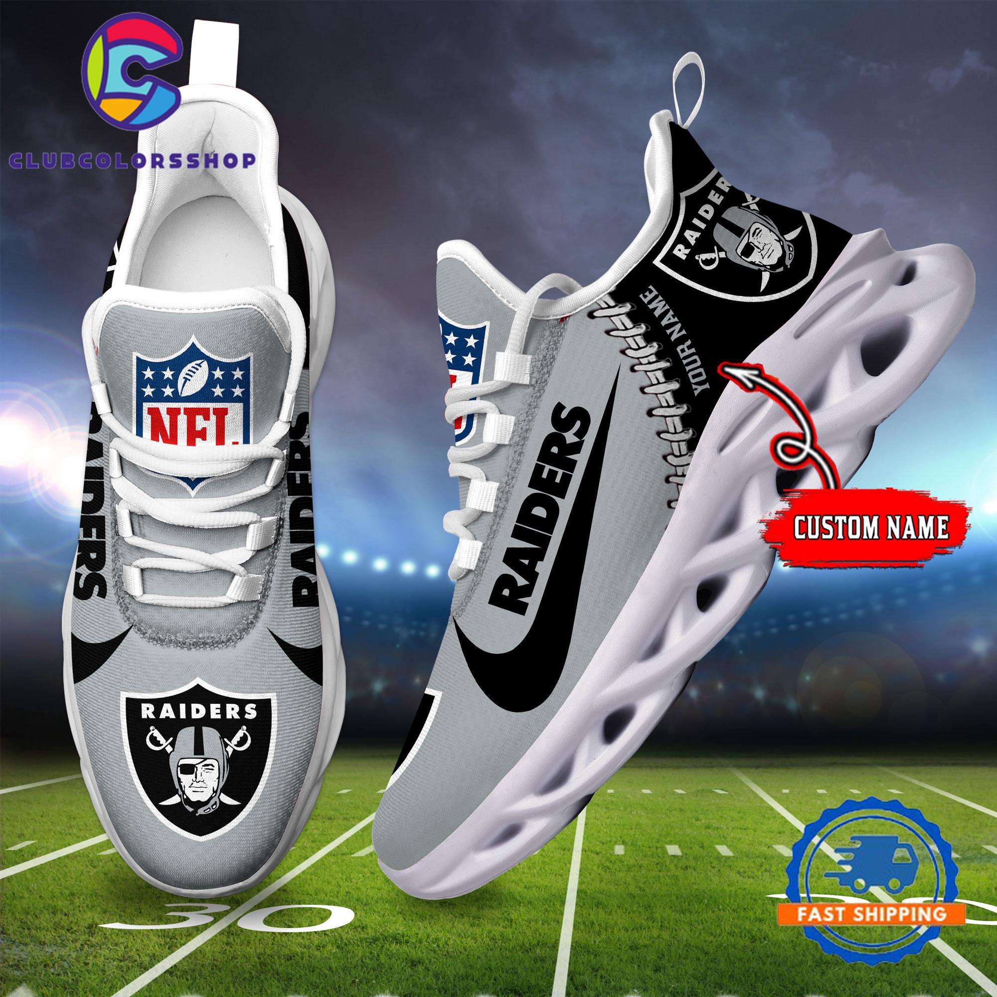 NFL Las Vegas Raiders Football Team Custom Name Max Soul Shoes NFL Las Vegas Raiders Football Team Custom Name Max Soul Shoes