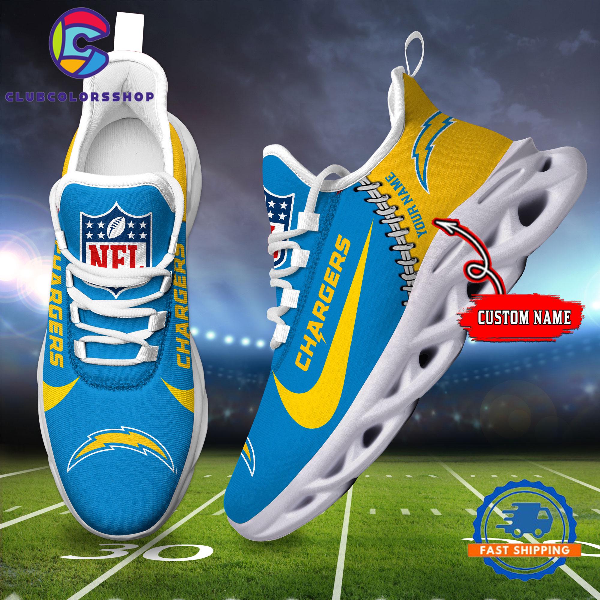NFL Los Angeles Chargers Football Team Custom Name Max Soul Shoes NFL Los Angeles Chargers Football Team Custom Name Max Soul Shoes