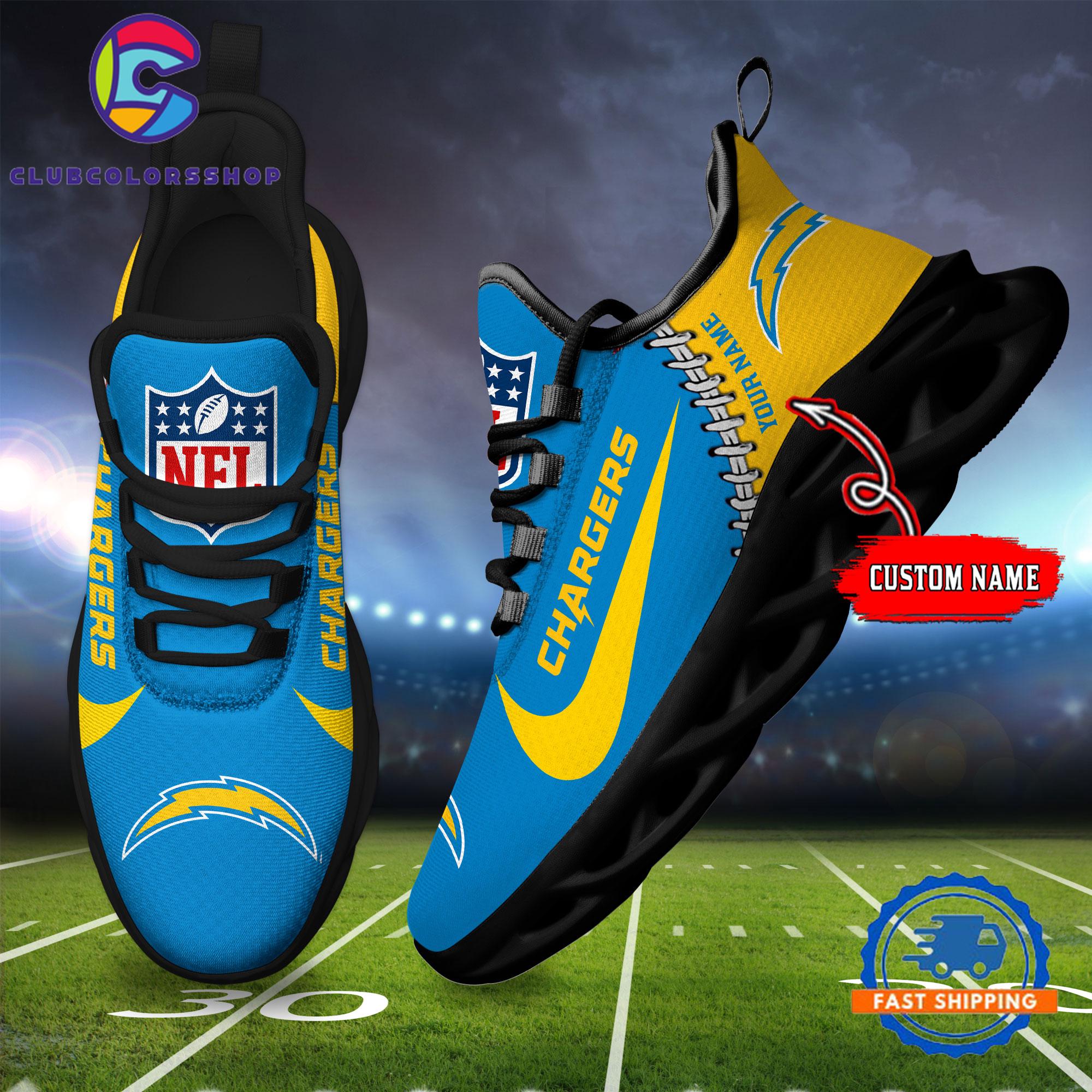 NFL Los Angeles Chargers Football Team Custom Name Max Soul Shoes