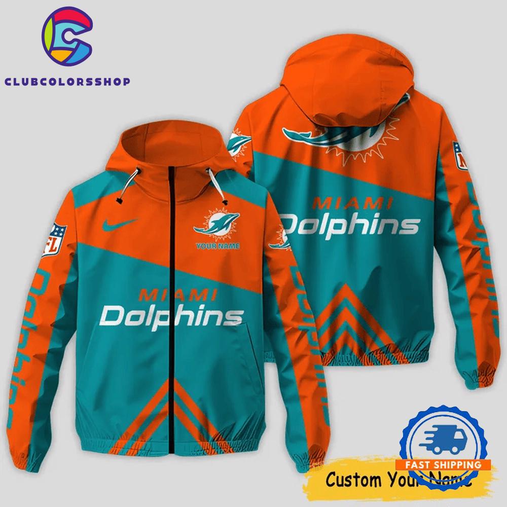 NFL Miami Dolphins Windbreaker Outdoor Jacket, Football Outdoor Jacket Design