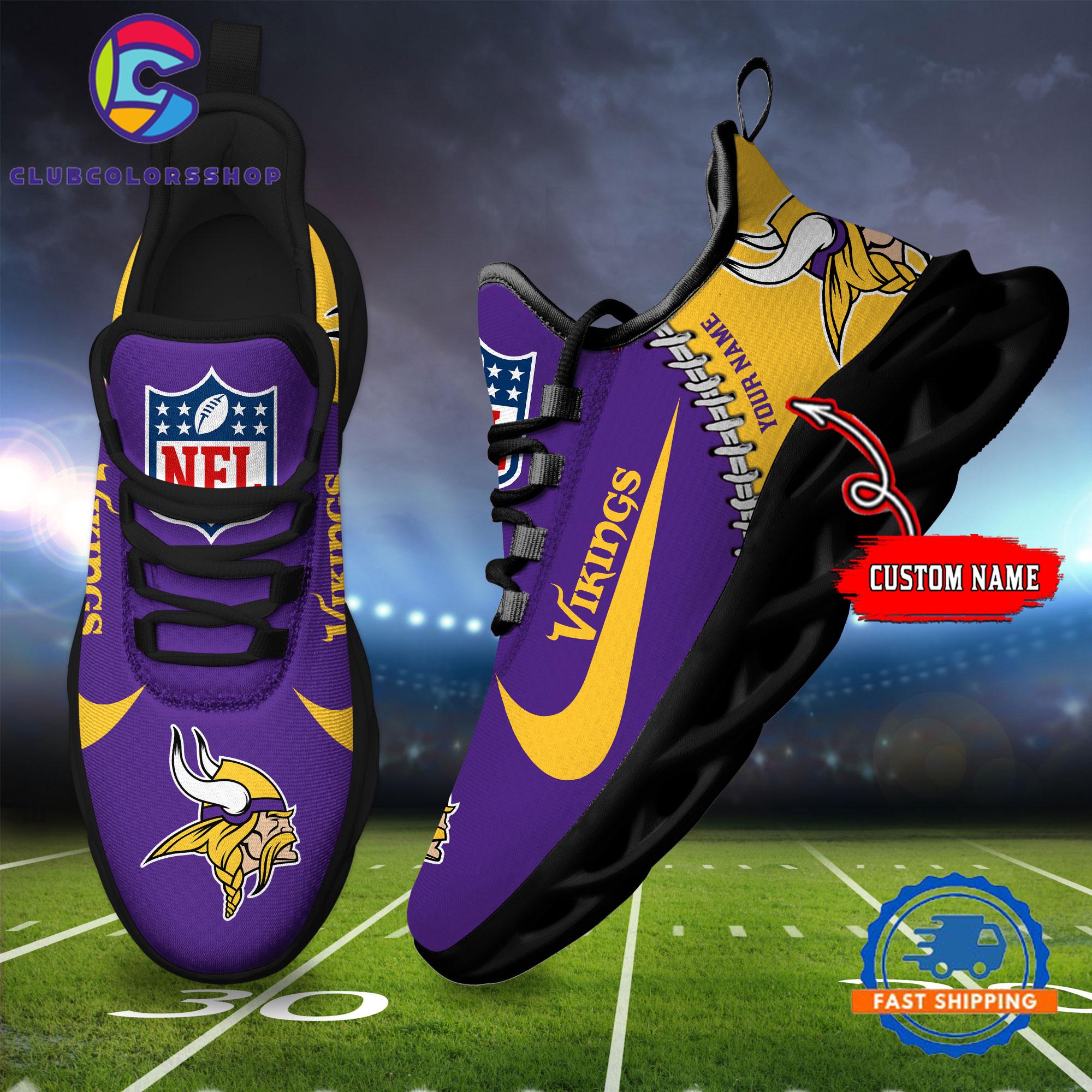 NFL Minnesota Vikings Football Team Custom Name Max Soul Shoes