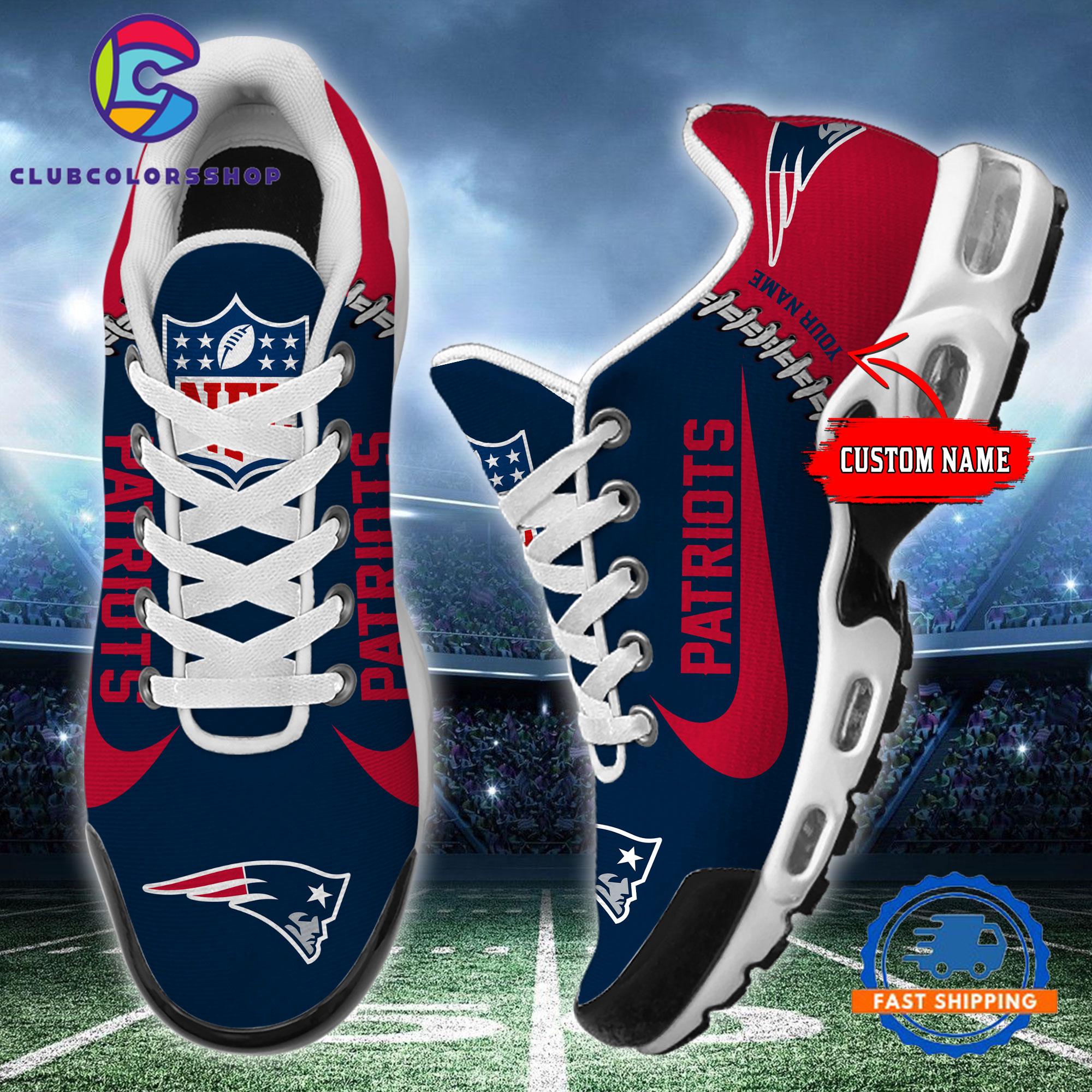 NFL New England Patriots Custom Name Air Max Plus Shoes, Football Team TN Shoes Design