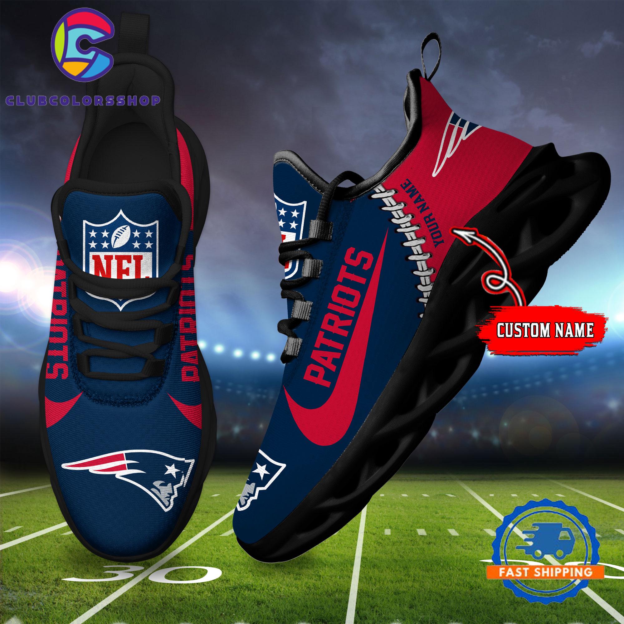 NFL New England Patriots Football Team Custom Name Max Soul Shoes