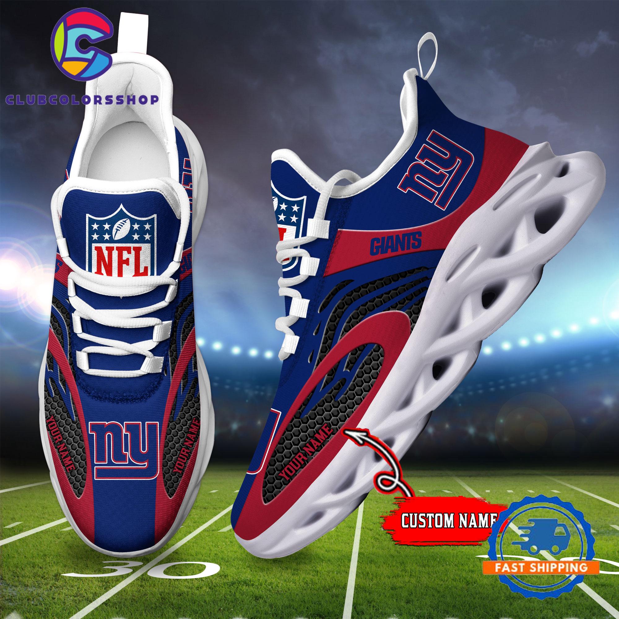 NFL New York Giants Max Soul Shoes, Football Team Design Sneaker NFL New York Giants Max Soul Shoes, Football Team Design Sneaker